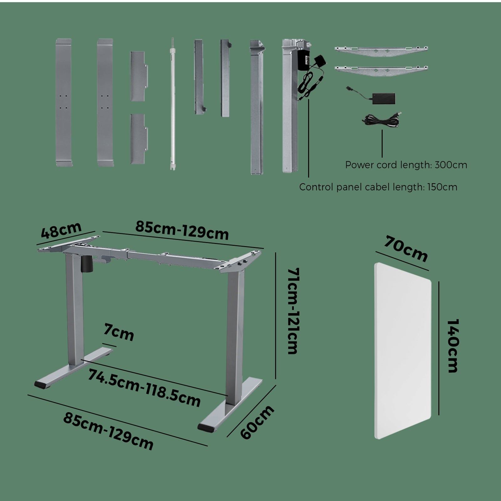 Oikiture Standing Desk Electric Sit Stand Up Motorised Adjustable Height Office - Sunyee