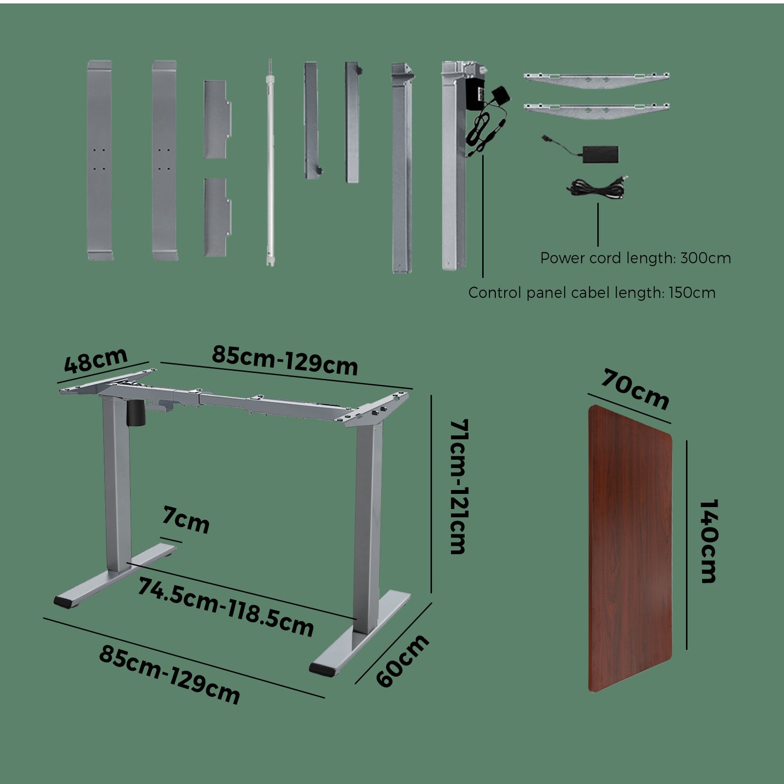 Oikiture Standing Desk Electric Sit Stand Up Motorised Adjustable Height Office - Sunyee
