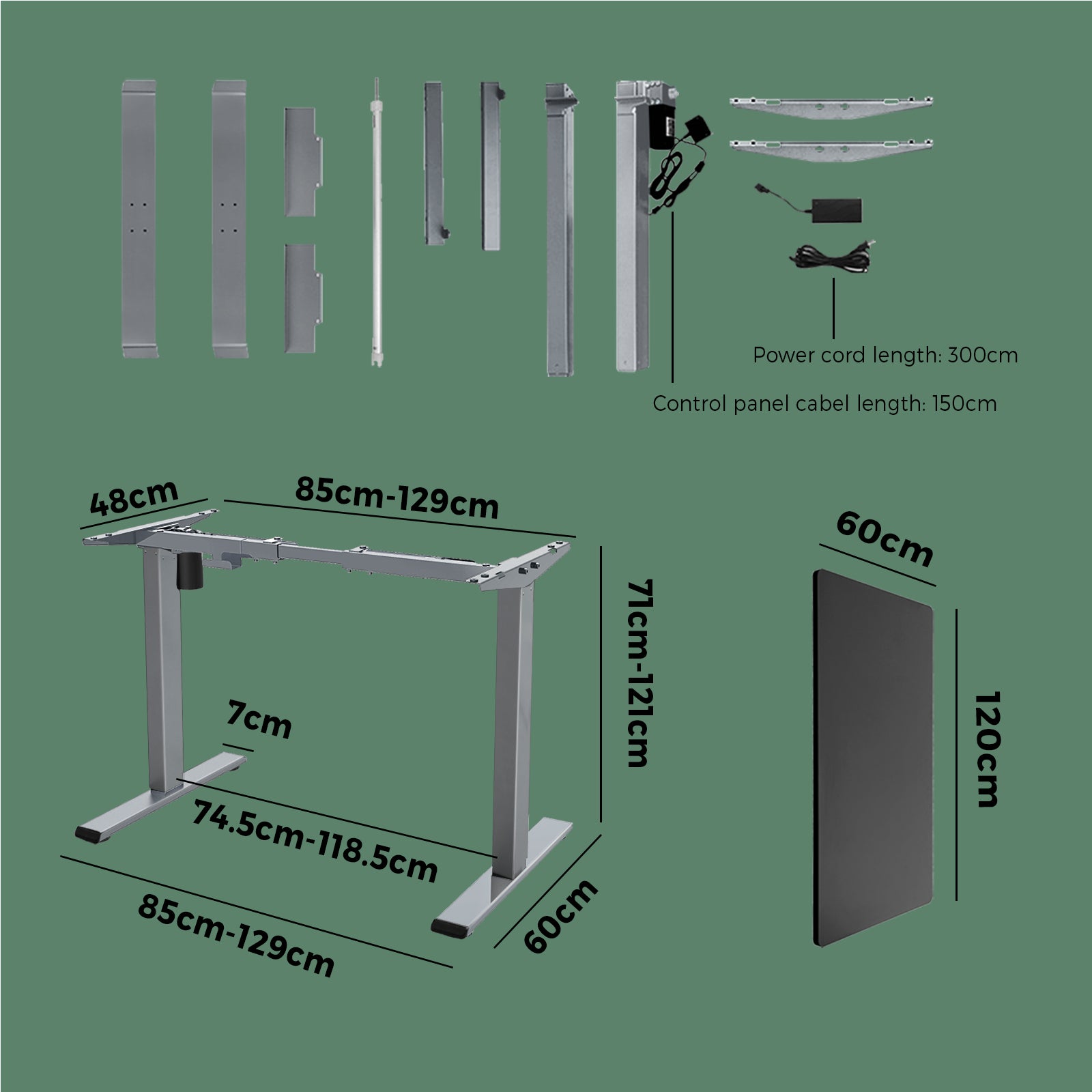 Oikiture Standing Desk Electric Adjustable Height Sit Stand Home Office Table - Sunyee