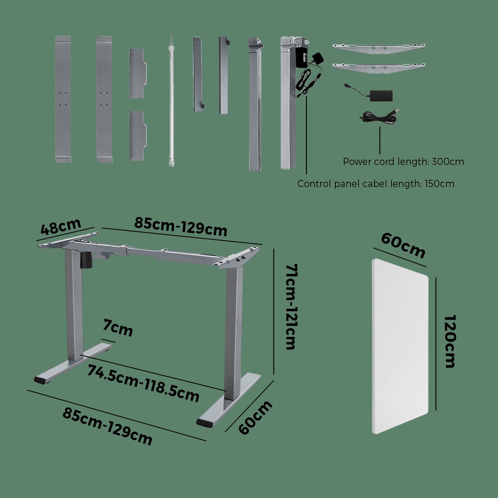 Oikiture Standing Desk Electric Adjustable Height Sit Stand Home Office Table - Sunyee