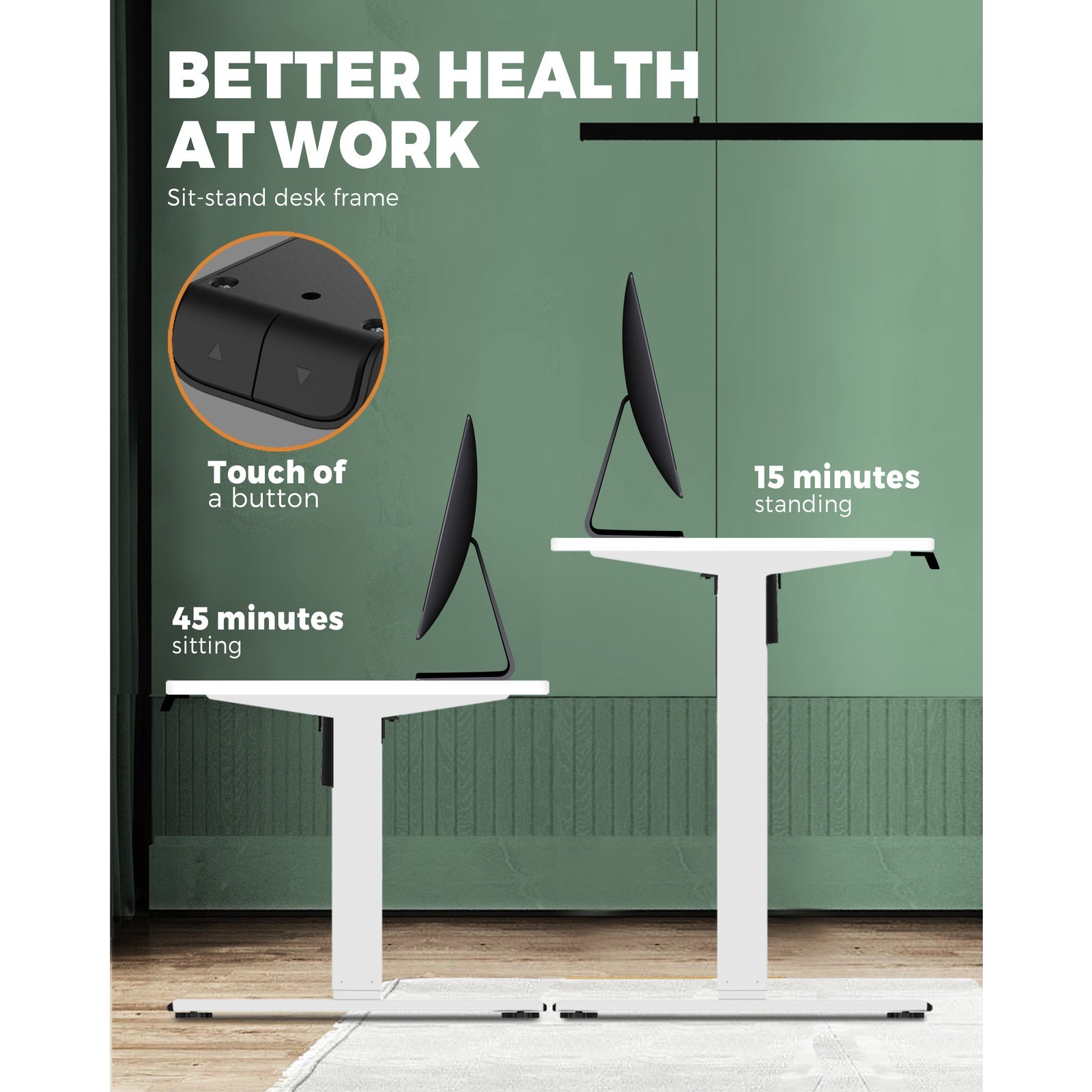 Oikiture Height Adjustable Standing Desk Motorised Electric Sit Stand Table White - Sunyee