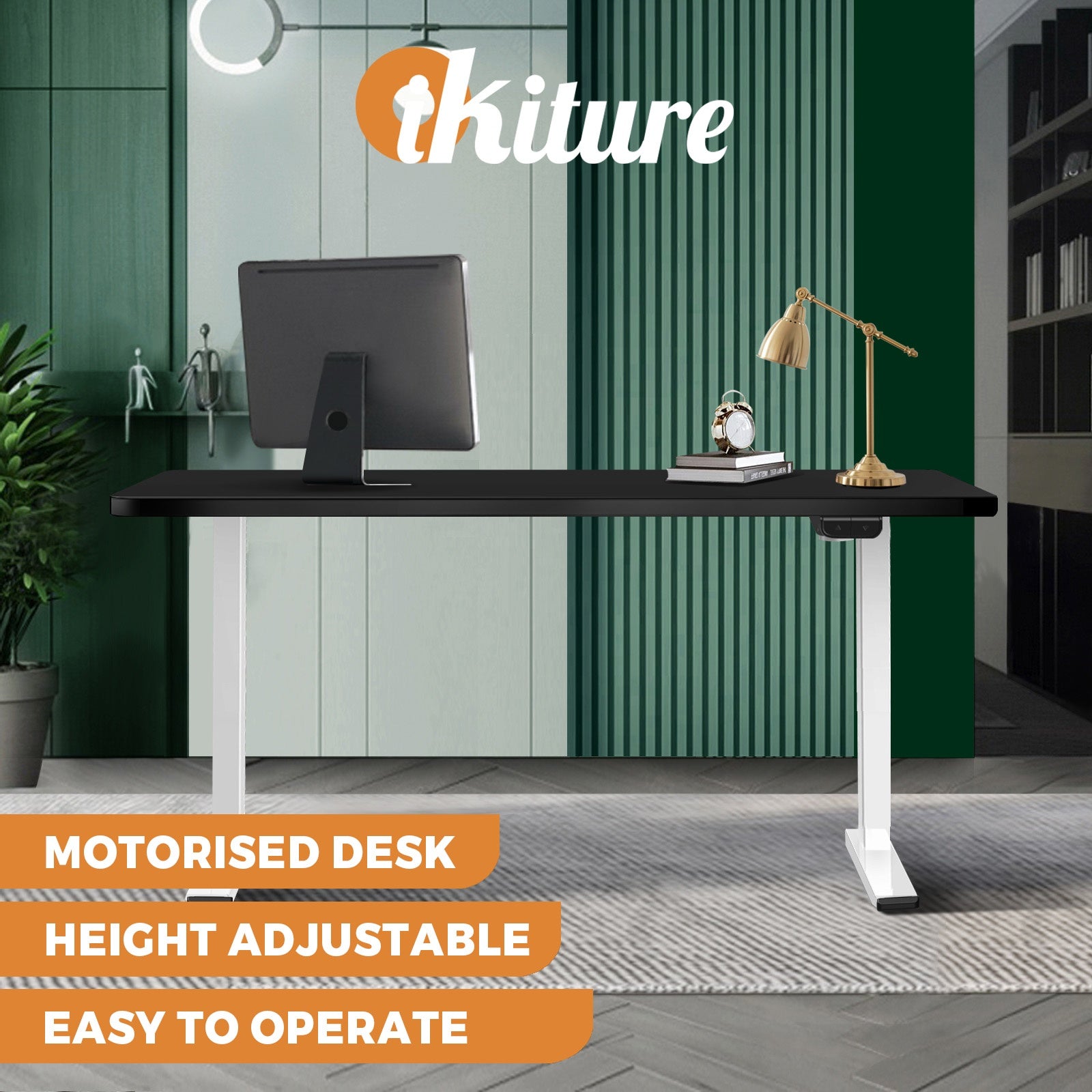 Oikiture Standing Desk Motorised Height Adjustable Stand Office Computer Table - Sunyee