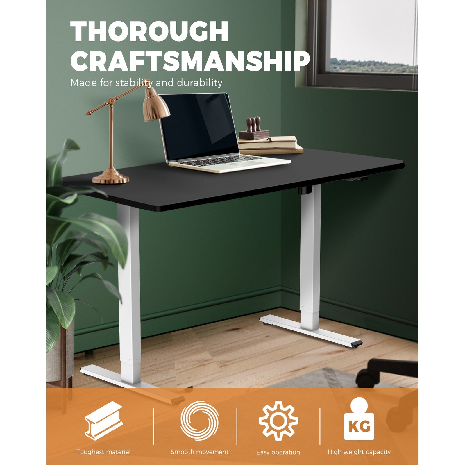 Oikiture Standing Desk Motorised Height Adjustable Stand Electric Computer Table - Sunyee