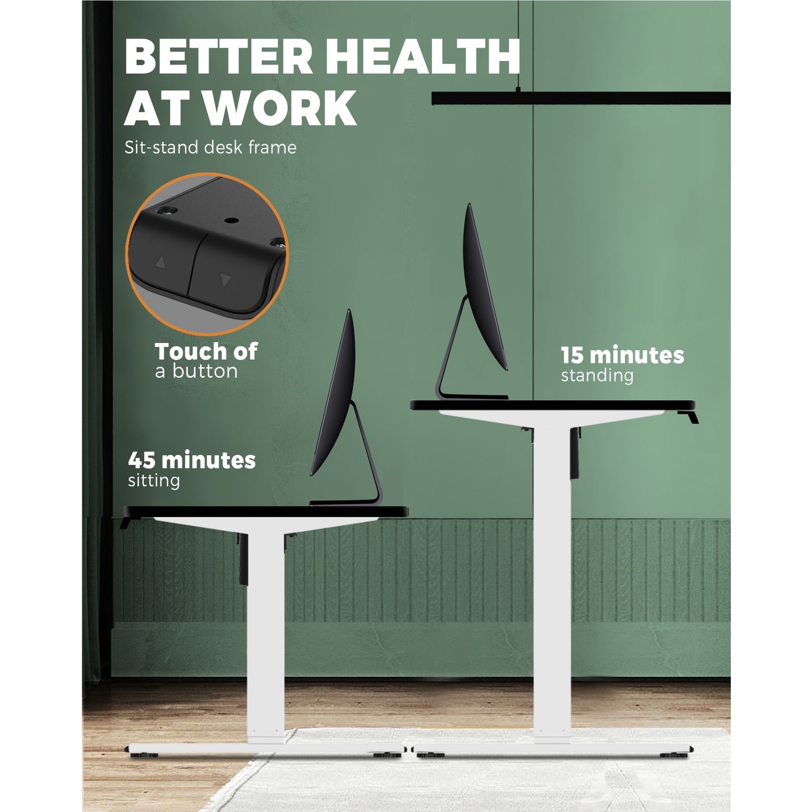 Oikiture Standing Desk Motorised Height Adjustable Stand Electric Computer Table - Sunyee