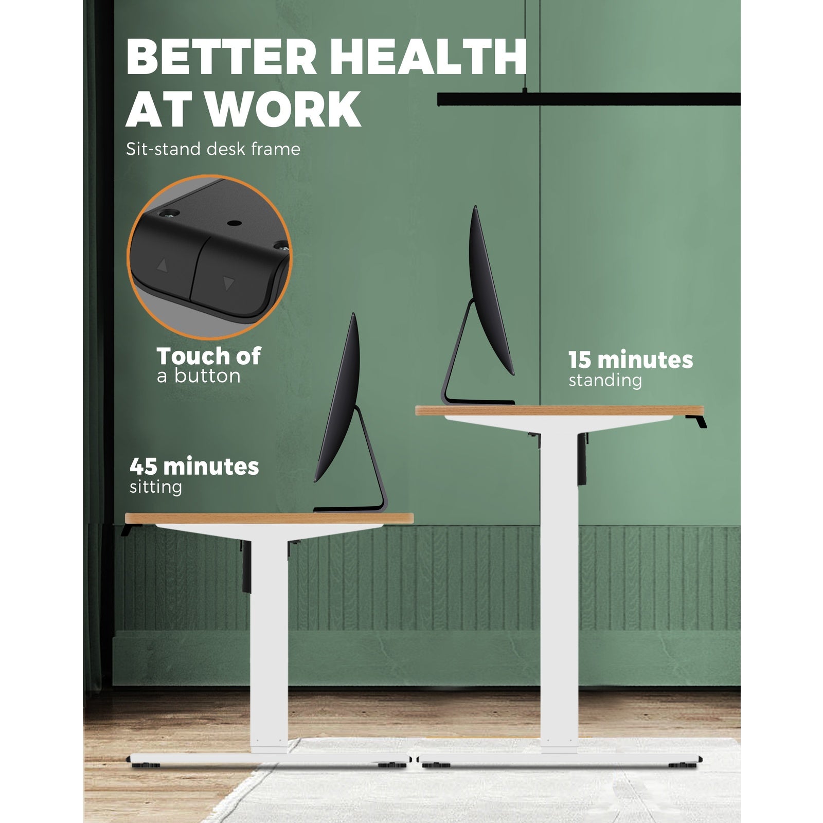 Oikiture Height Adjustable Standing Desk Electric Motorised Sit Stand Up Oak - Sunyee