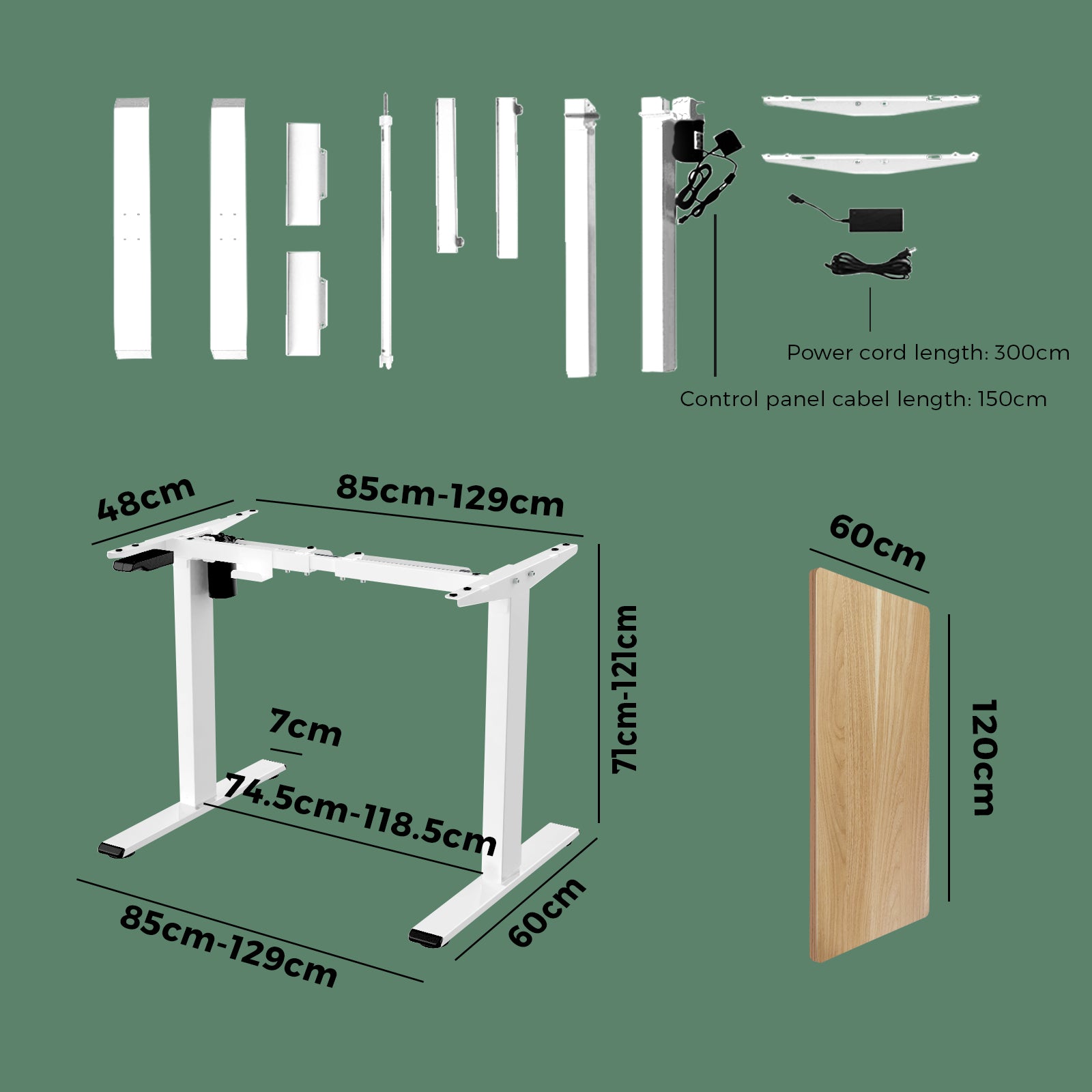 Oikiture Height Adjustable Standing Desk Electric Motorised Sit Stand Up Oak - Sunyee
