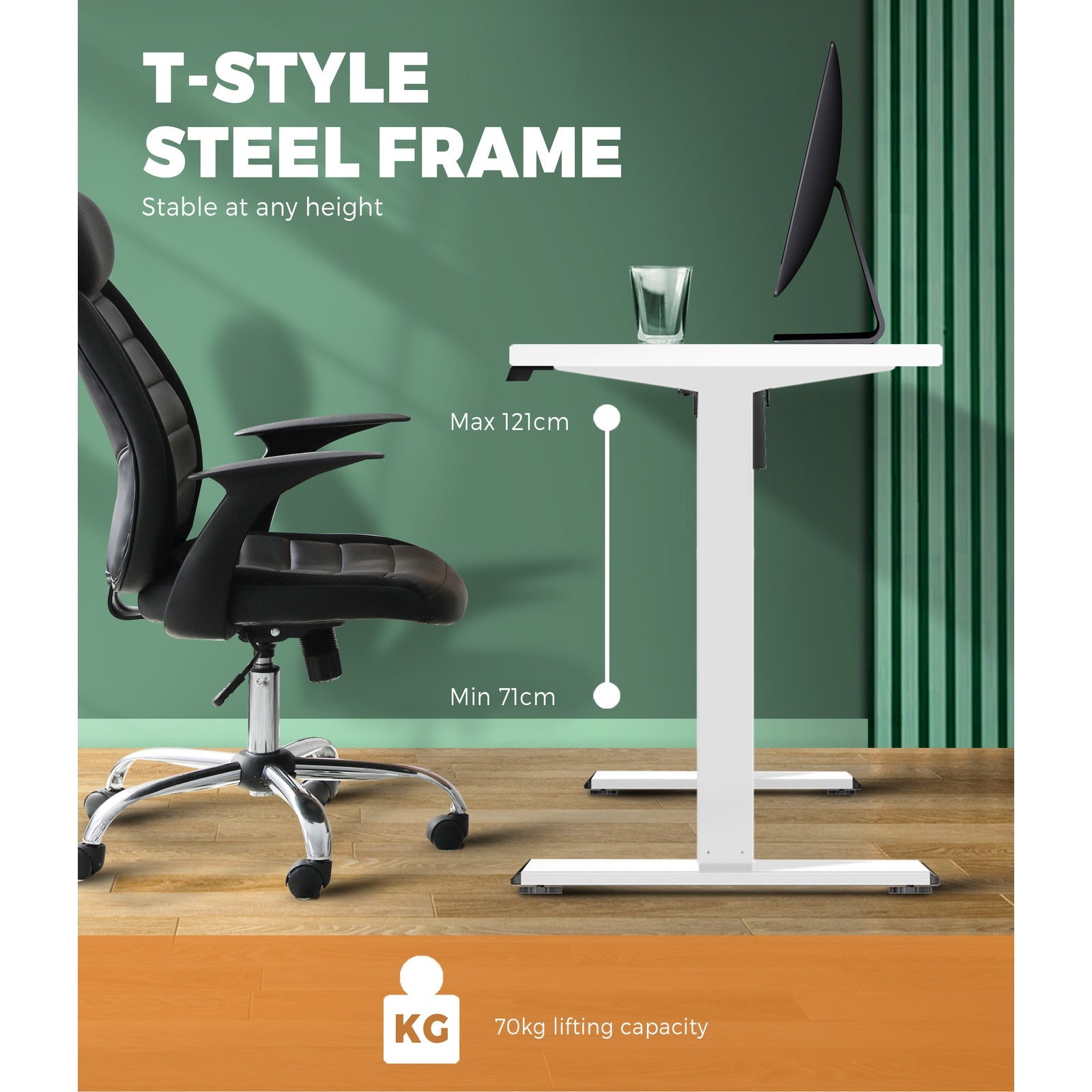 Oikiture Standing Desk Motorised Electric Sit Stand Table Height Adjustable White - Sunyee