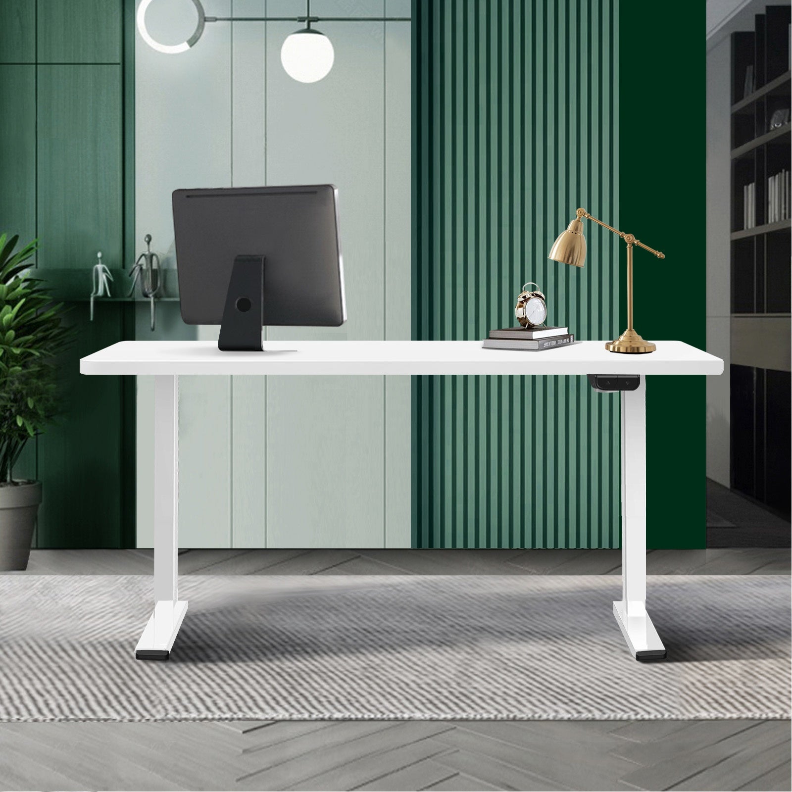 Oikiture Standing Desk Motorised Electric Sit Stand Table Height Adjustable White - Sunyee