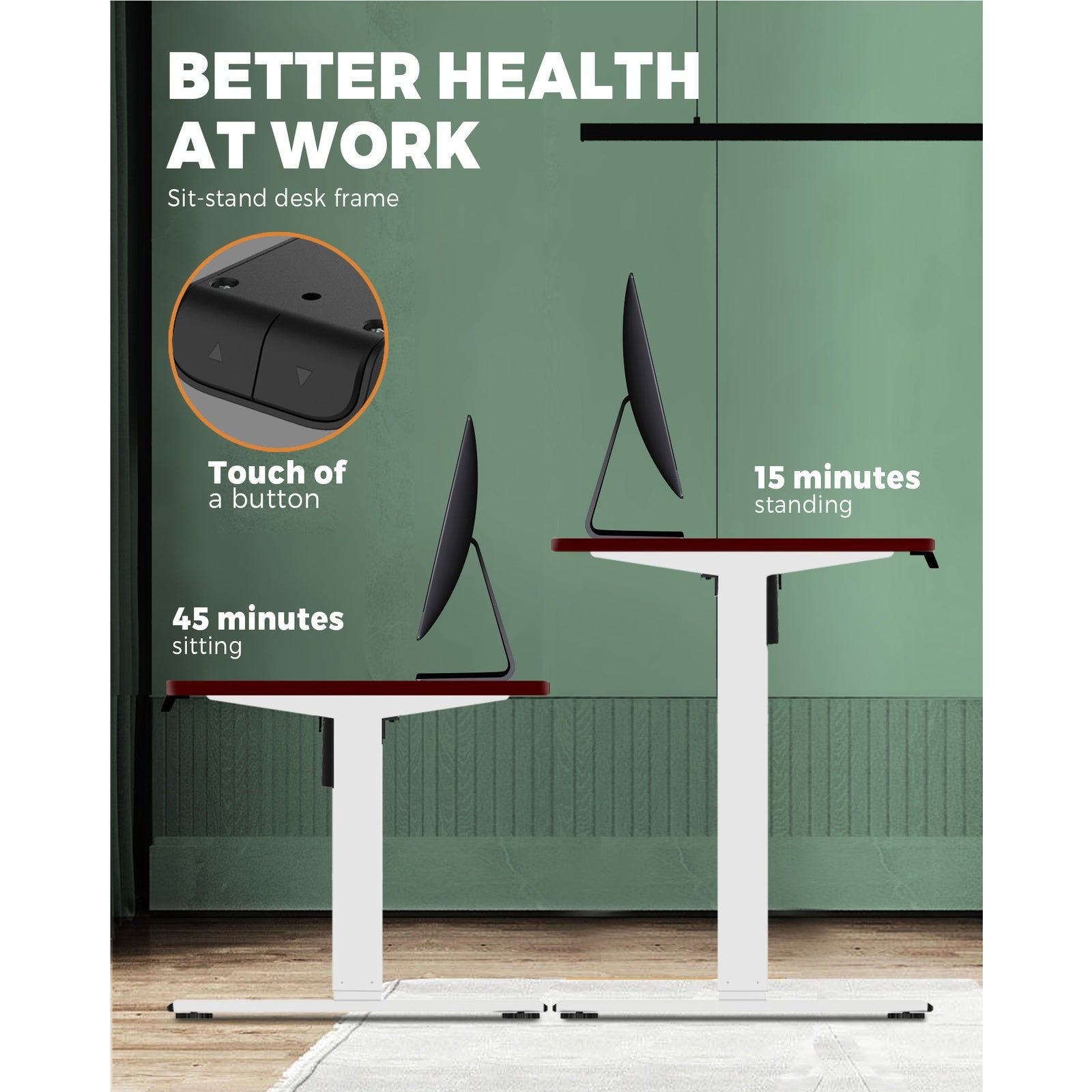 Oikiture Standing Desk Height Adjustable Motorised Electric Stand Table Walnut - Sunyee