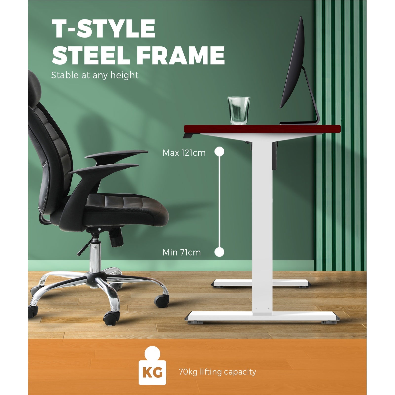 Oikiture Standing Desk Height Adjustable Motorised Electric Stand Table Walnut - Sunyee