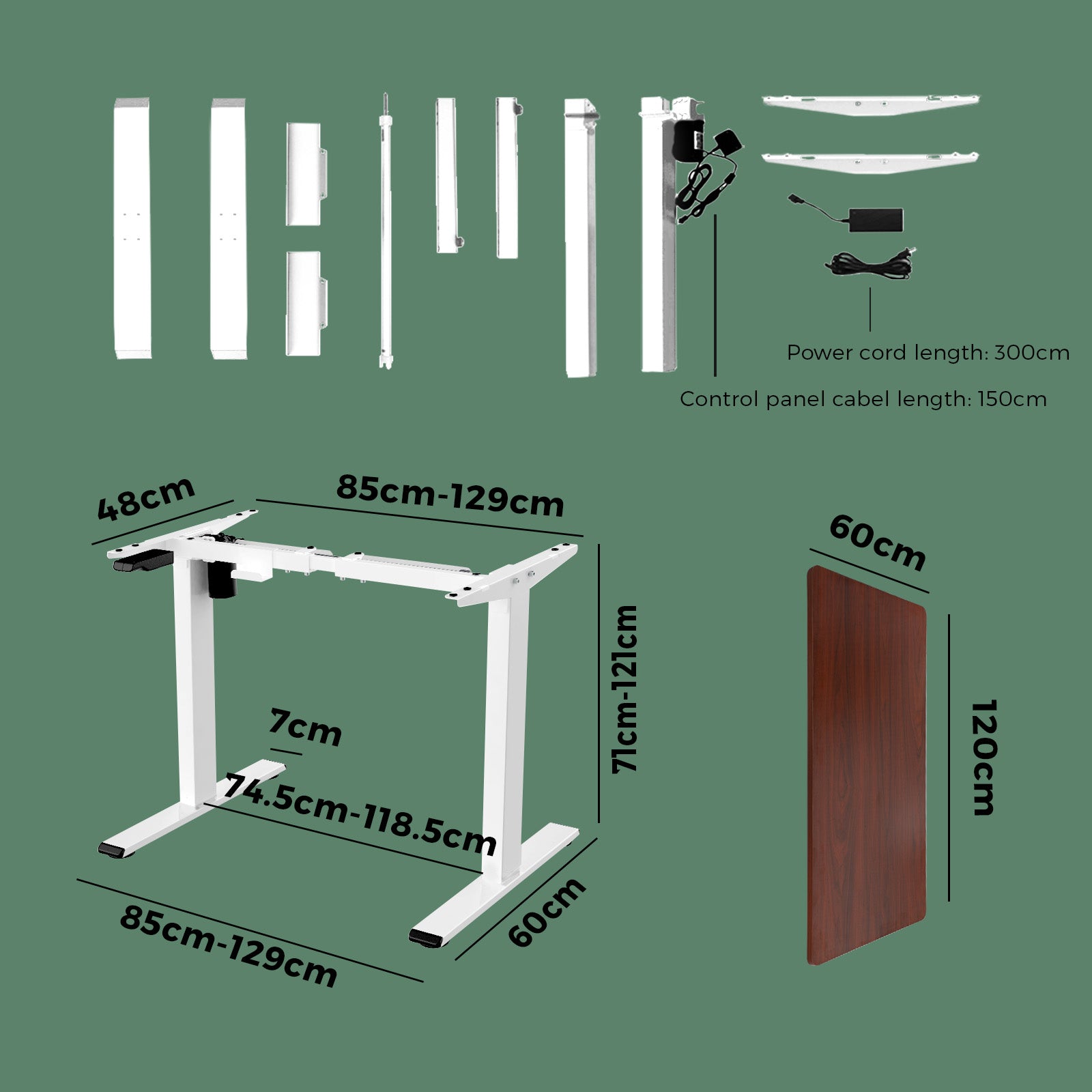 Oikiture Standing Desk Height Adjustable Motorised Electric Stand Table Walnut - Sunyee