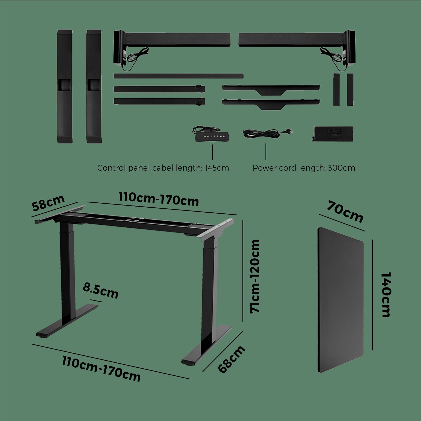 Oikiture Height Adjustable Standing Desk Sit Stand Electric Motorised Office Home - Sunyee
