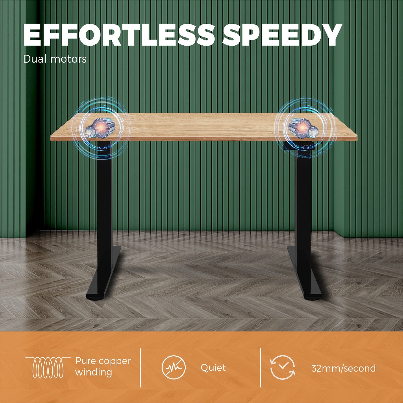 Oikiture Standing Desk Sit Stand Adjustable Height Motorised Dual Motor Oak - Sunyee