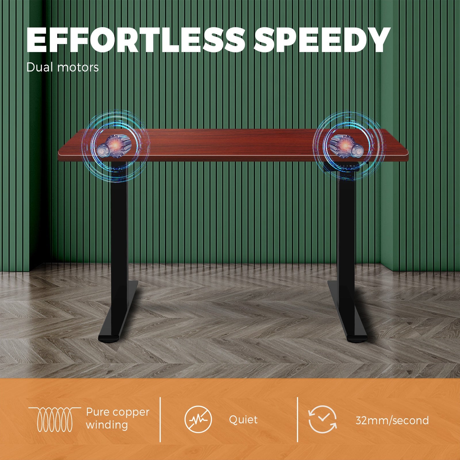 Oikiture Standing Desk Sit Stand Adjustable Height Motorised Dual Motor Walnut - Sunyee