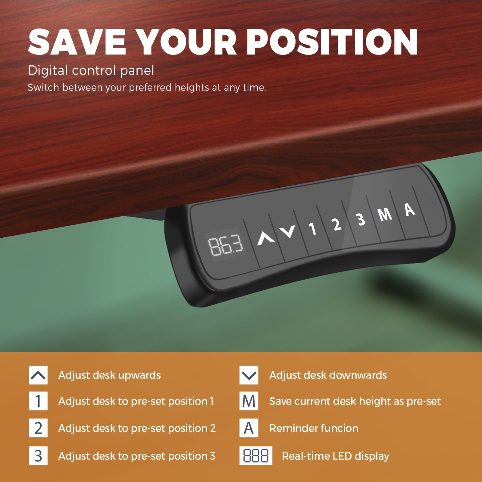 Oikiture Standing Desk Sit Stand Adjustable Height Motorised Dual Motor Walnut - Sunyee