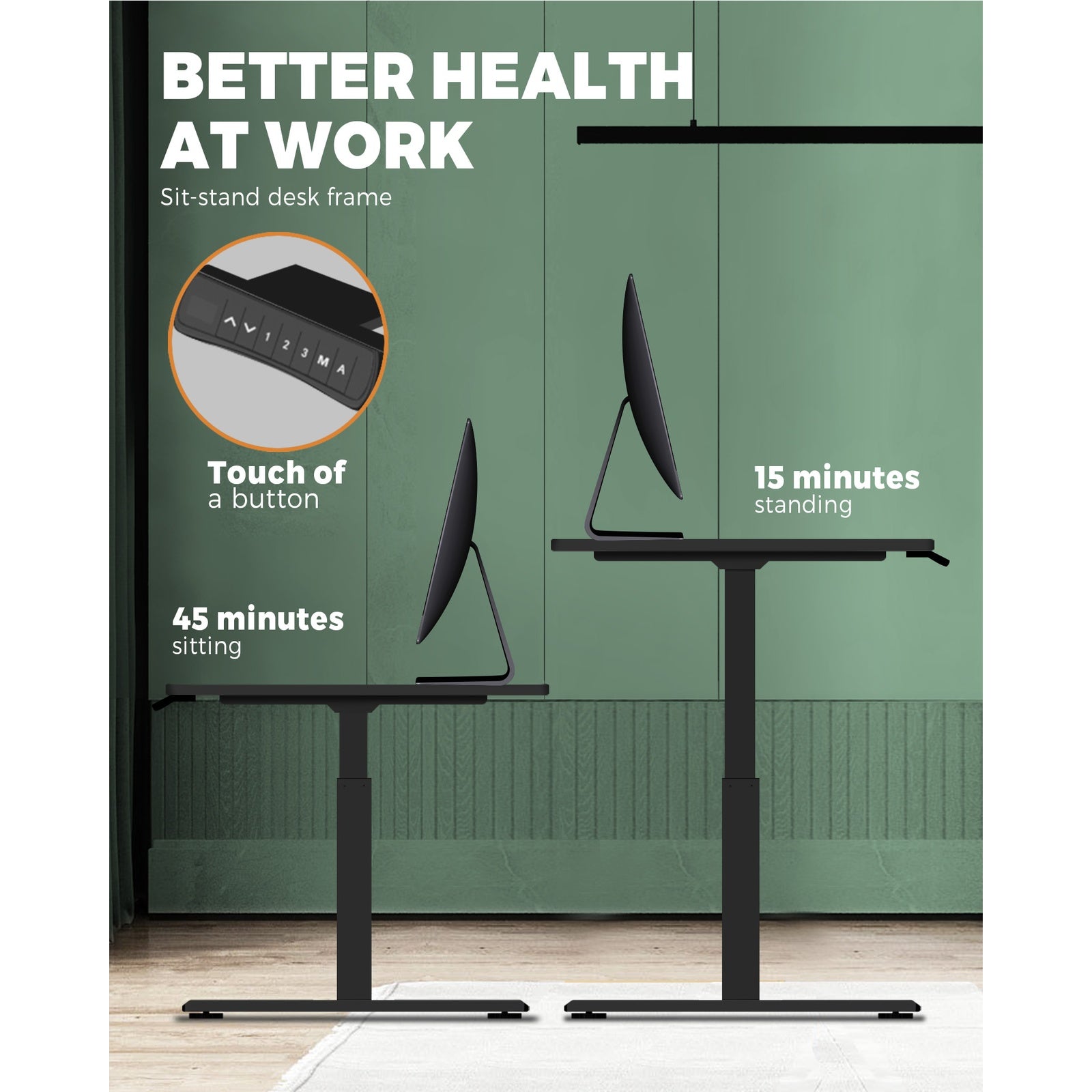 Oikiture Standing Desk Height Adjustable Sit Stand Electric Motorised Dual Motor - Sunyee