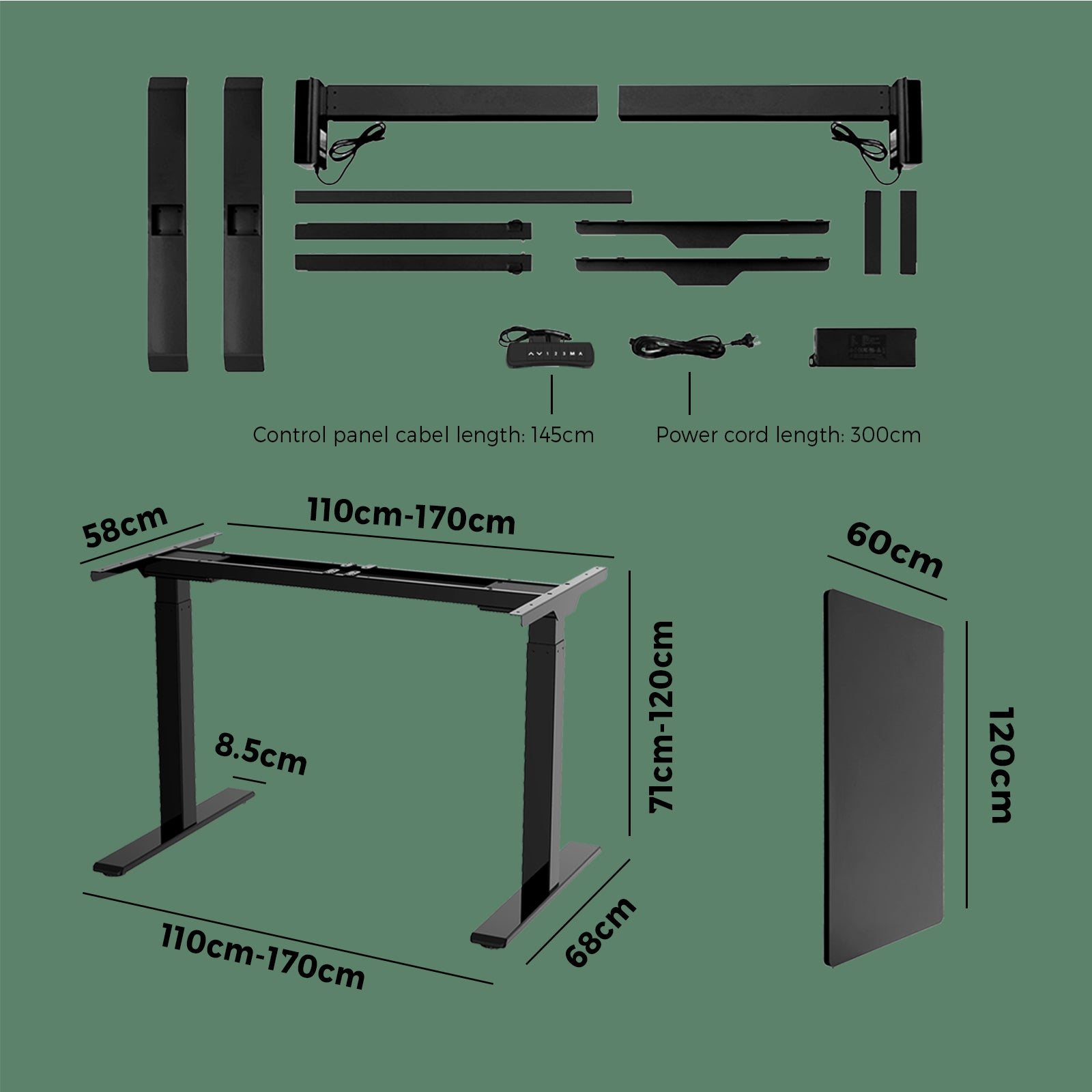 Oikiture Standing Desk Height Adjustable Sit Stand Electric Motorised Dual Motor - Sunyee