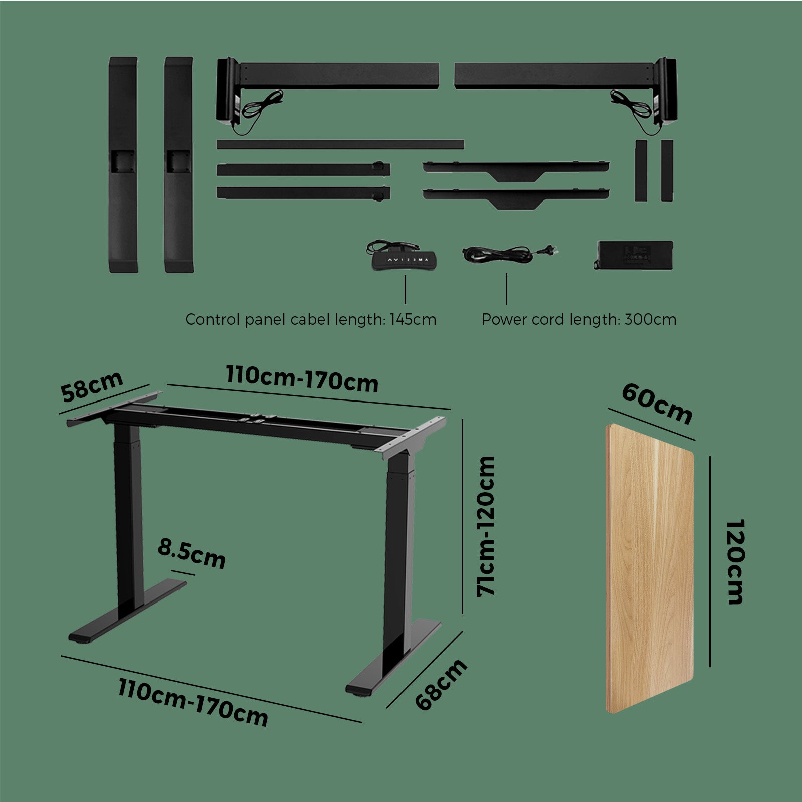 Oikiture Standing Desk Electric Dual Motor Sit Stand Up Height Adjustable Oak - Sunyee