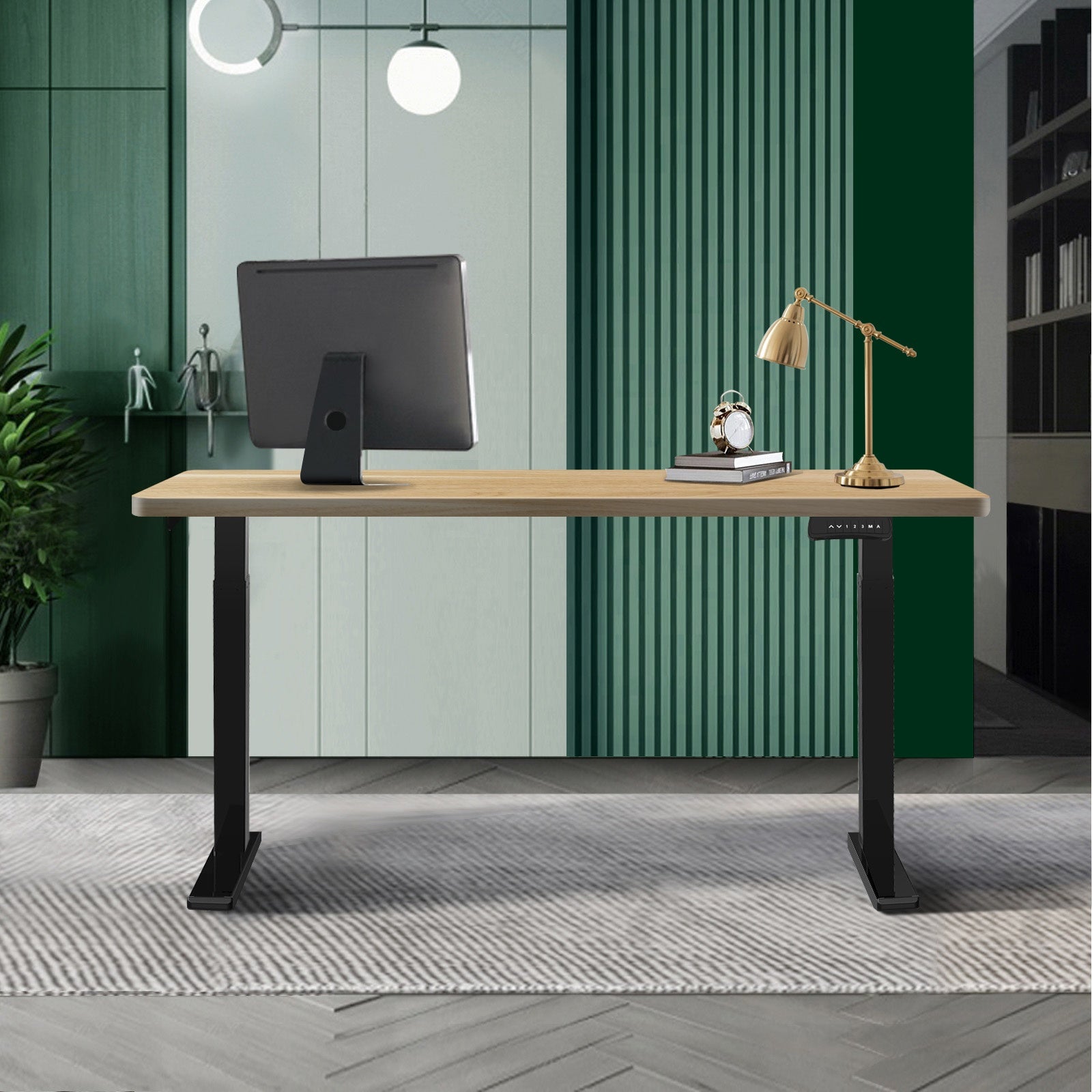 Oikiture Standing Desk Electric Dual Motor Sit Stand Up Height Adjustable Oak - Sunyee