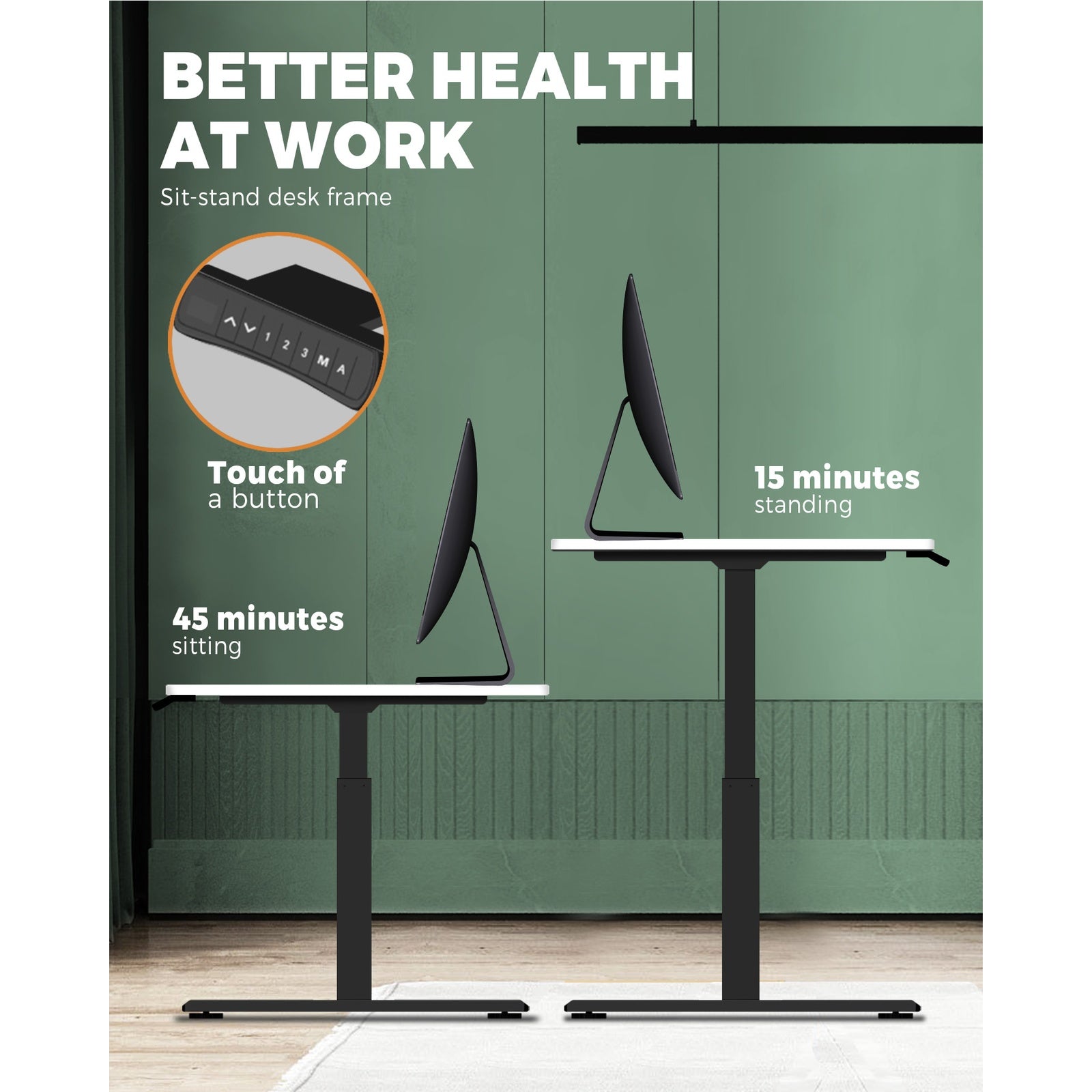 Oikiture Standing Desk Height Adjustable Sit Stand Dual Electric Motorised White - Sunyee