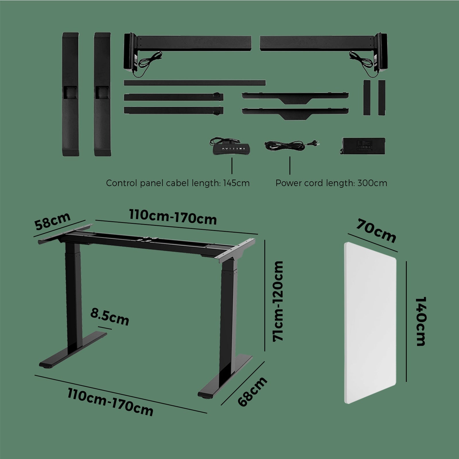 Oikiture Standing Desk Height Adjustable Sit Stand Dual Electric Motorised White - Sunyee