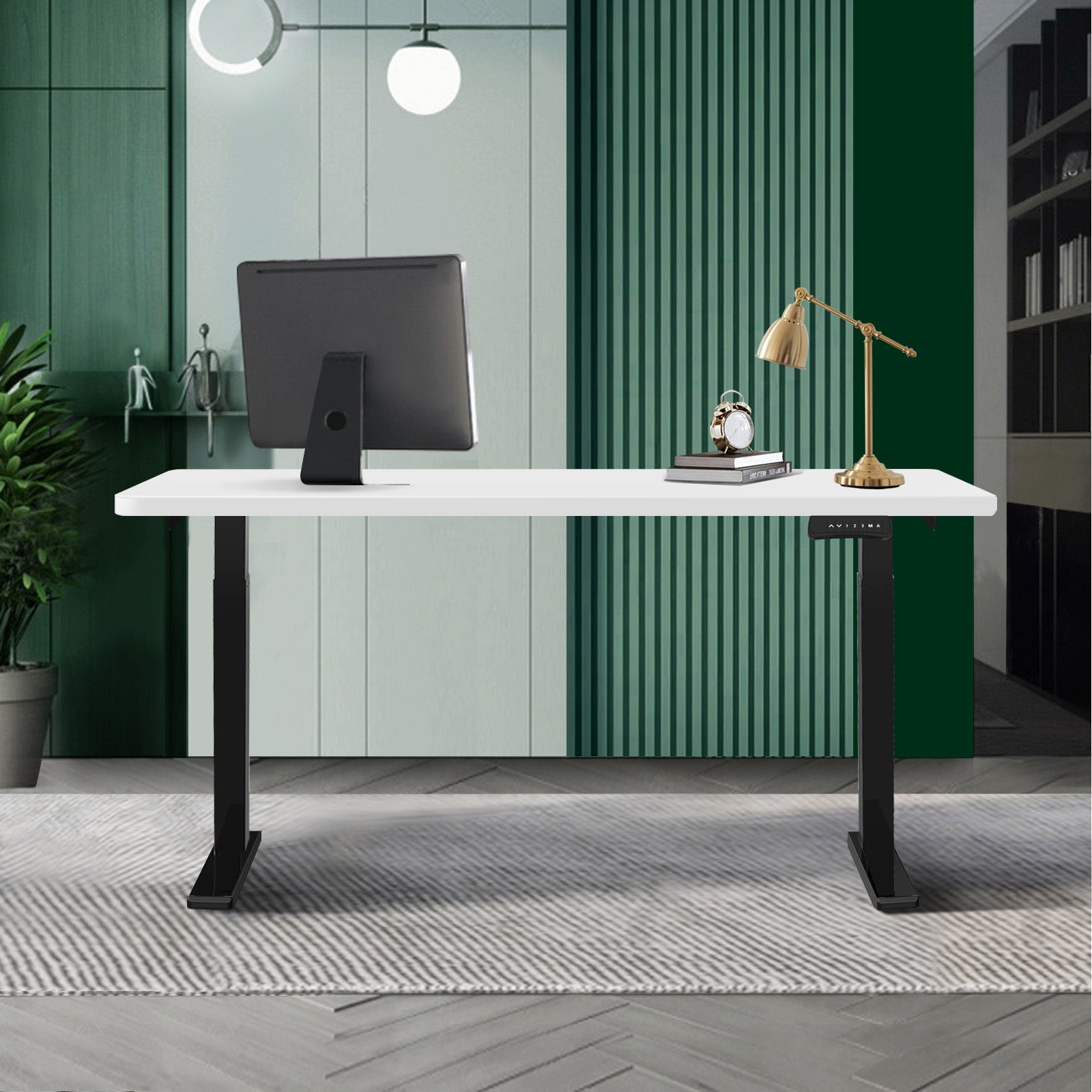 Oikiture Standing Desk Height Adjustable Sit Stand Dual Electric Motorised White - Sunyee