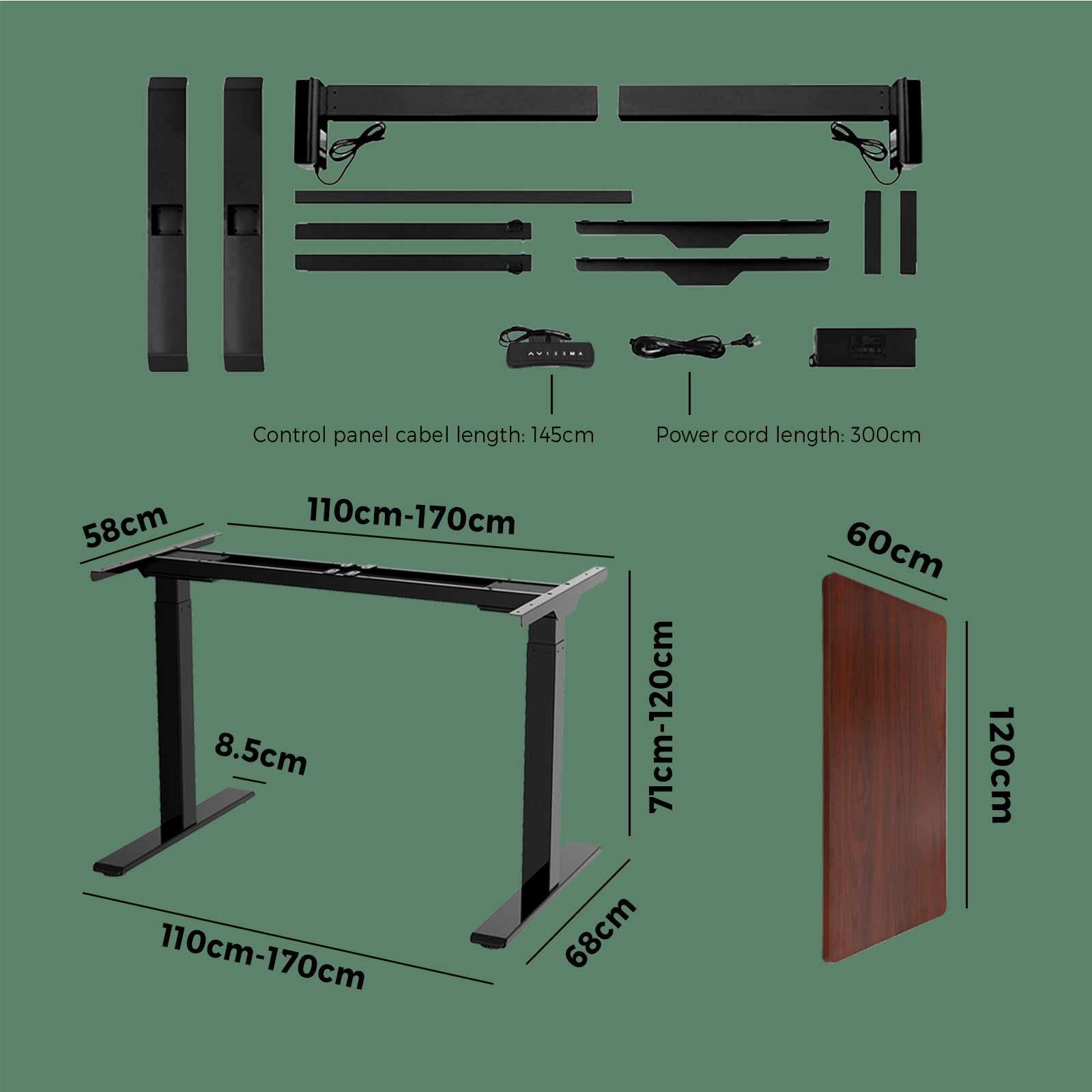 Oikiture Standing Desk Electric Dual Motor Sit Stand Up Height Adjustable Walnut - Sunyee