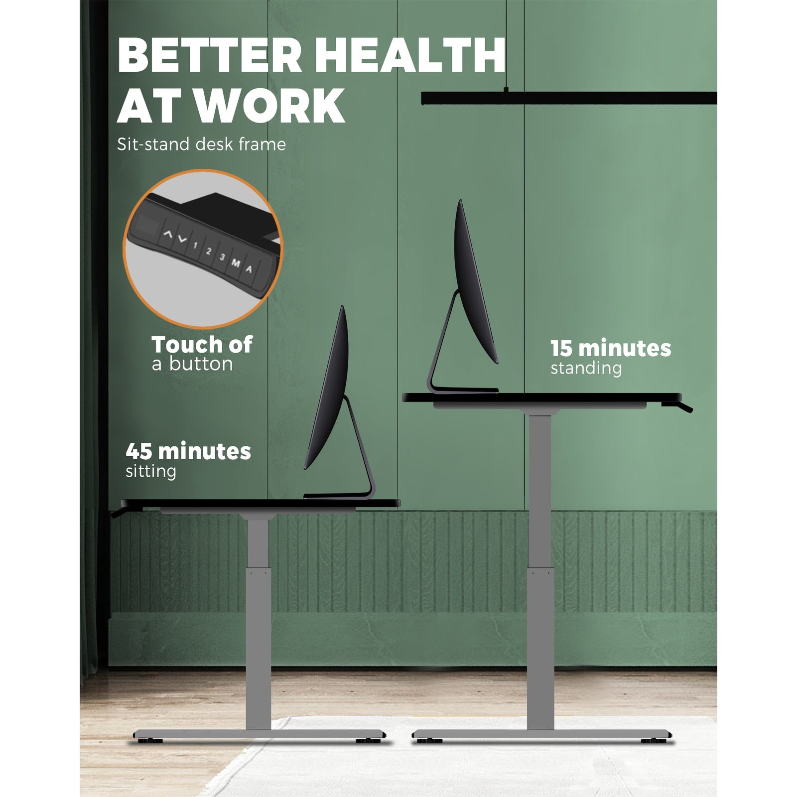 Oikiture Standing Desk Electric Dual Motor Sit Stand Up Height Adjustable Black - Sunyee