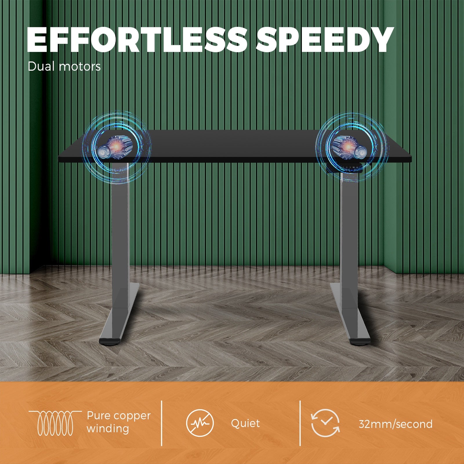 Oikiture Standing Desk Electric Dual Motor Sit Stand Up Height Adjustable Black - Sunyee