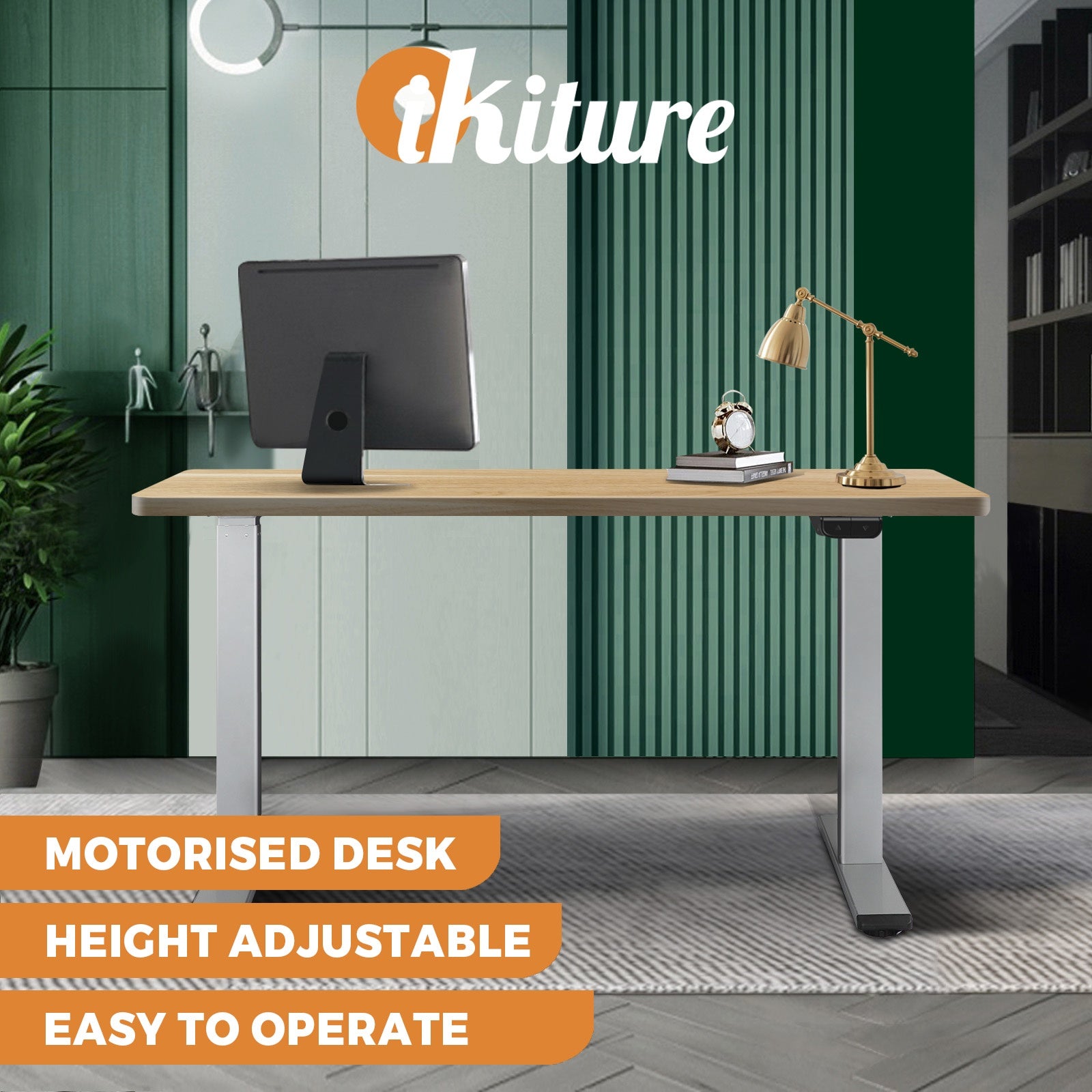 Oikiture Standing Desk Motorised Height Adjustable Stand Office Computer Table - Sunyee