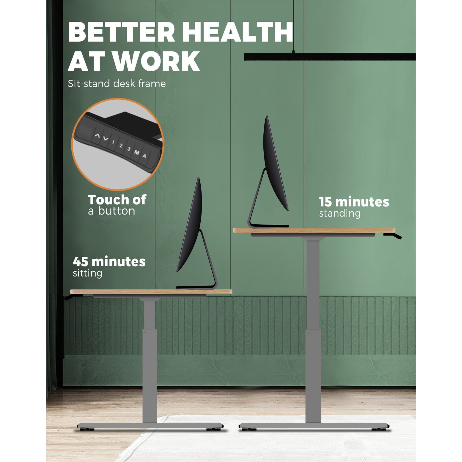 Oikiture Standing Desk Height Adjustable Dual Motor Electric Sit Stand Table Oak - Sunyee