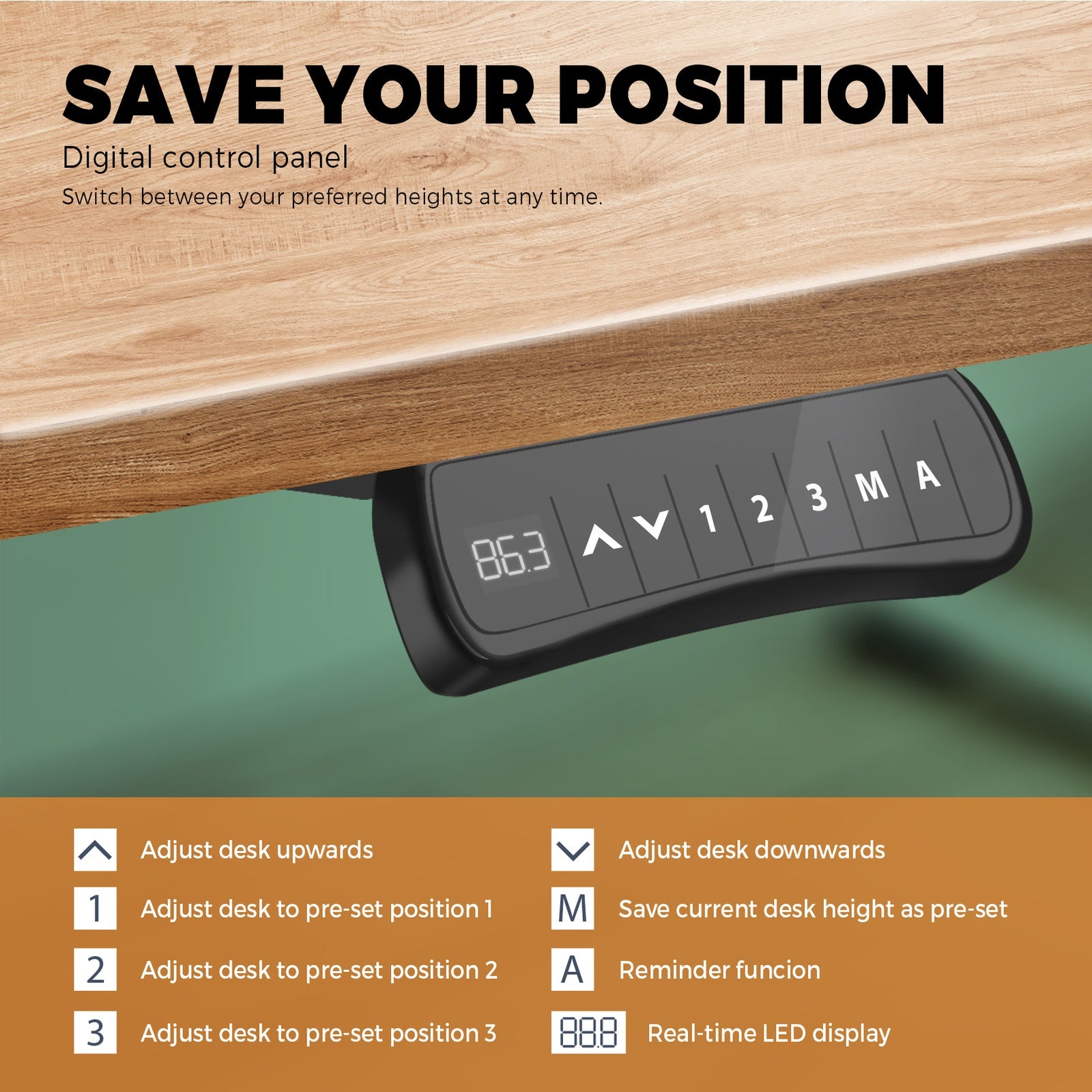 Oikiture Standing Desk Height Adjustable Dual Motor Electric Sit Stand Table Oak - Sunyee