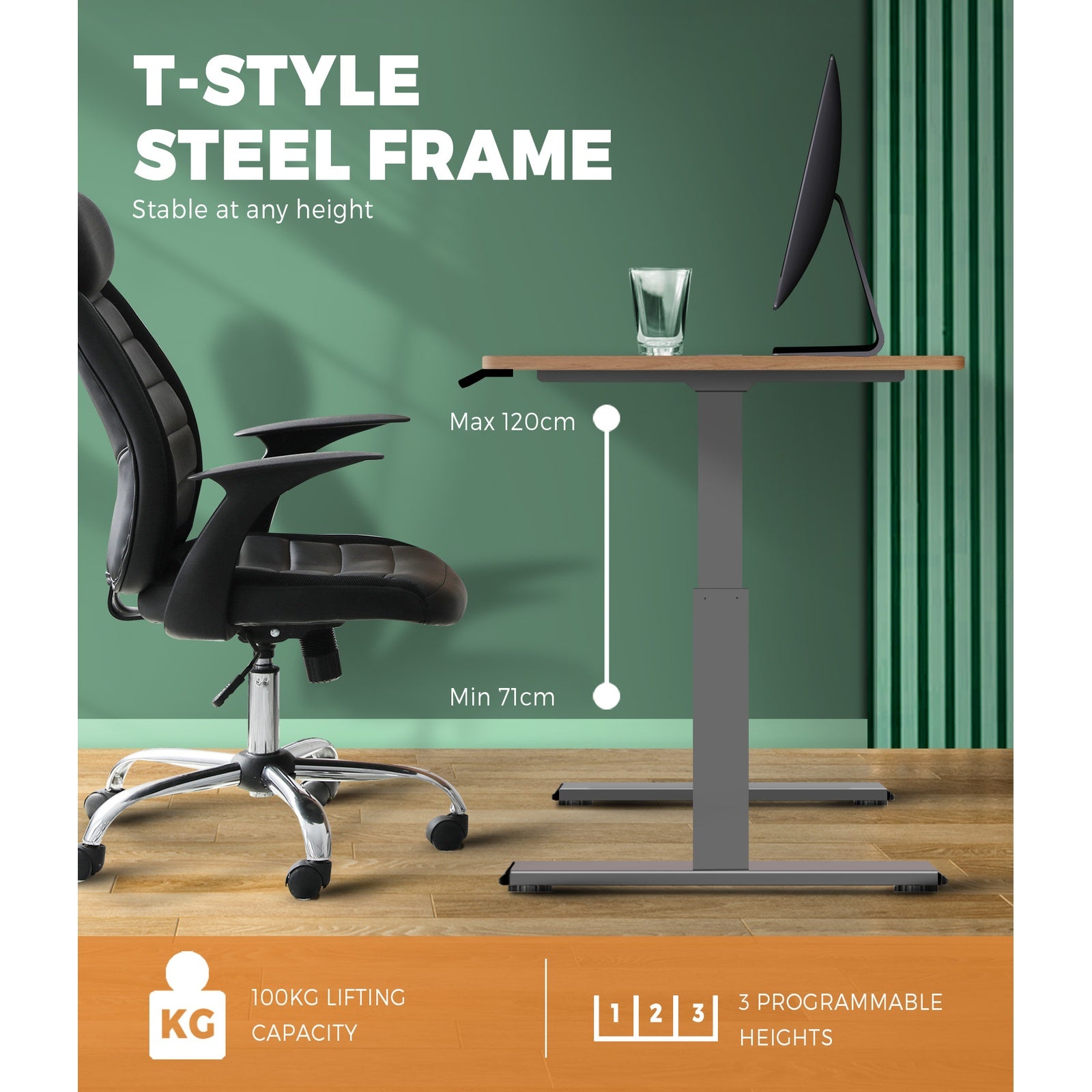 Oikiture Standing Desk Height Adjustable Dual Motor Electric Sit Stand Table Oak - Sunyee