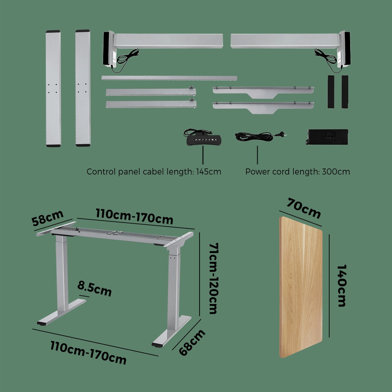 Oikiture Standing Desk Height Adjustable Dual Motor Electric Sit Stand Table Oak - Sunyee