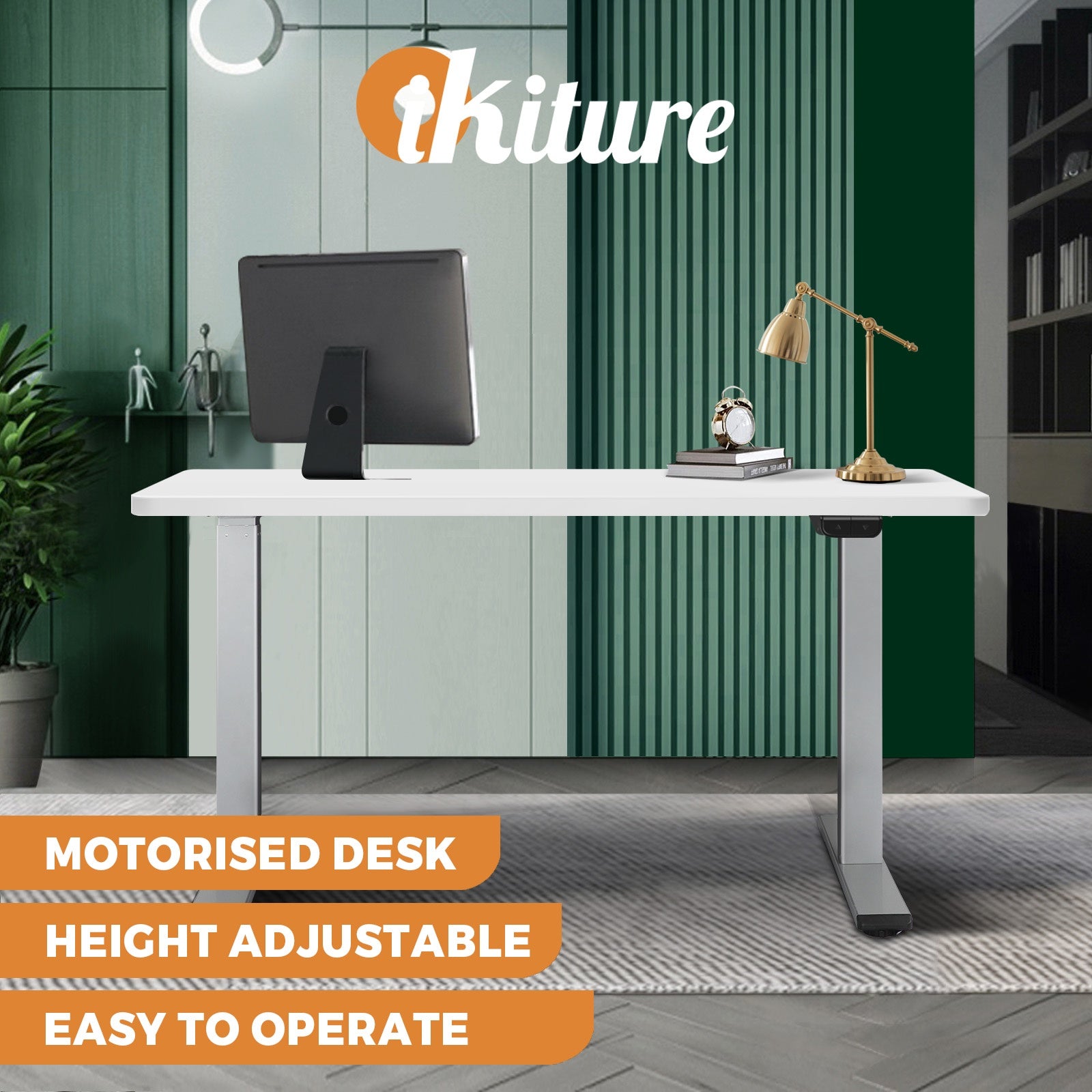 Oikiture Standing Desk Motorised Height Adjustable Stand Office Computer Table - Sunyee