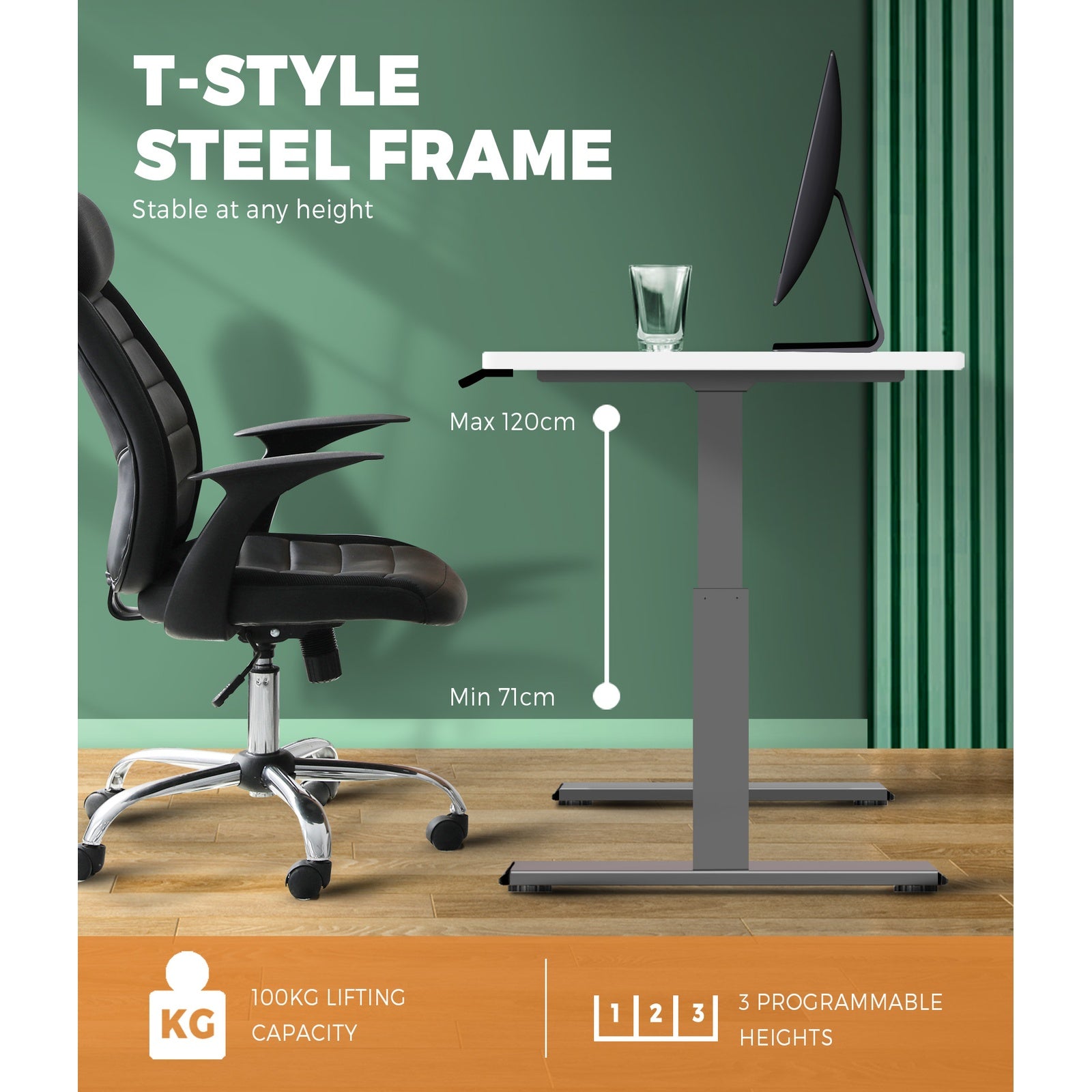 Oikiture Standing Desk Height Adjustable Dual Motor Electric Stand Table White - Sunyee