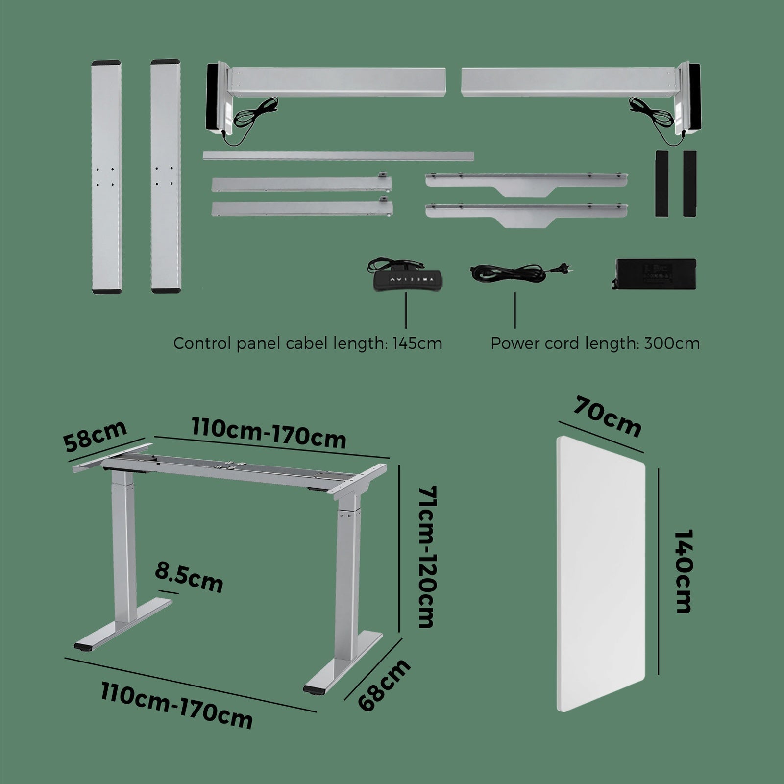 Oikiture Standing Desk Height Adjustable Dual Motor Electric Stand Table White - Sunyee