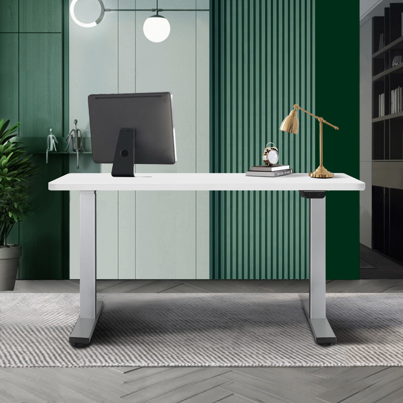 Oikiture Standing Desk Height Adjustable Dual Motor Electric Stand Table White - Sunyee