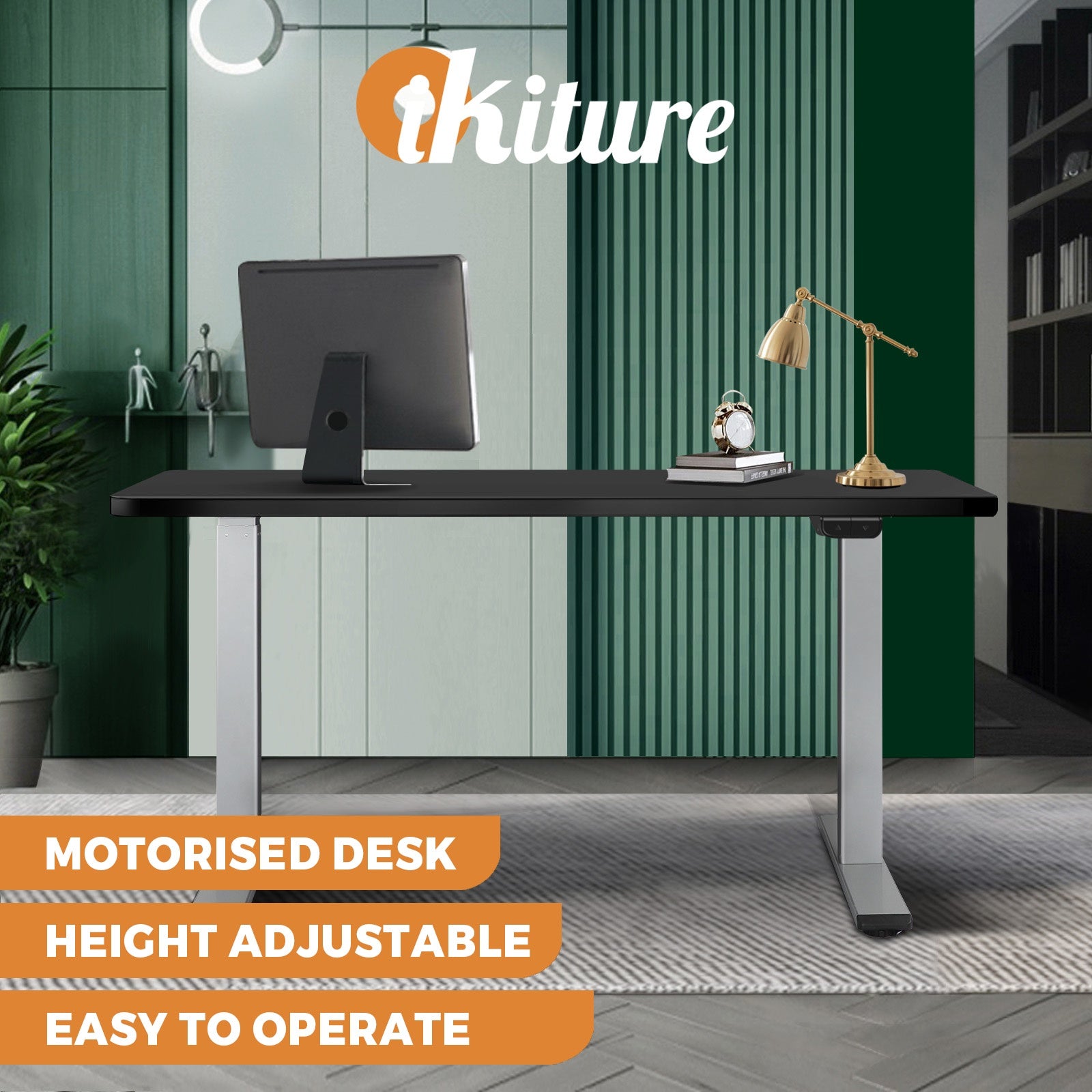 Oikiture Standing Desk Motorised Height Adjustable Stand Office Computer Table - Sunyee