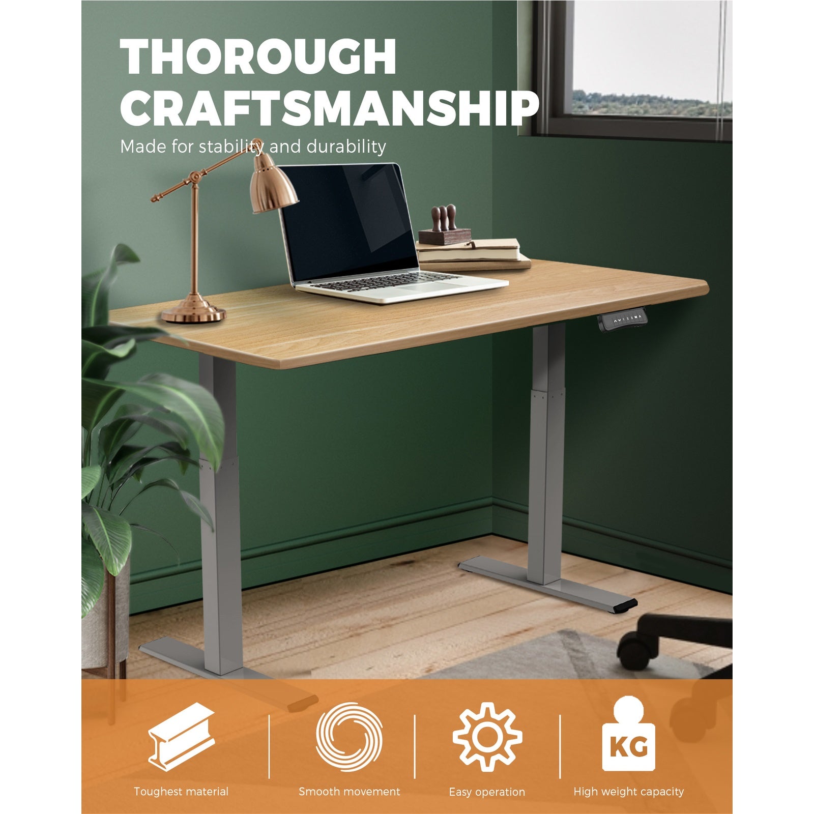 Oikiture Height Adjustable Standing Desk Electric Dual Motor Sit Stand Up Oak - Sunyee