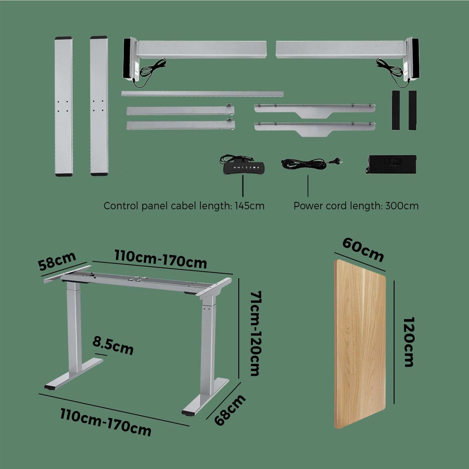 Oikiture Height Adjustable Standing Desk Electric Dual Motor Sit Stand Up Oak - Sunyee
