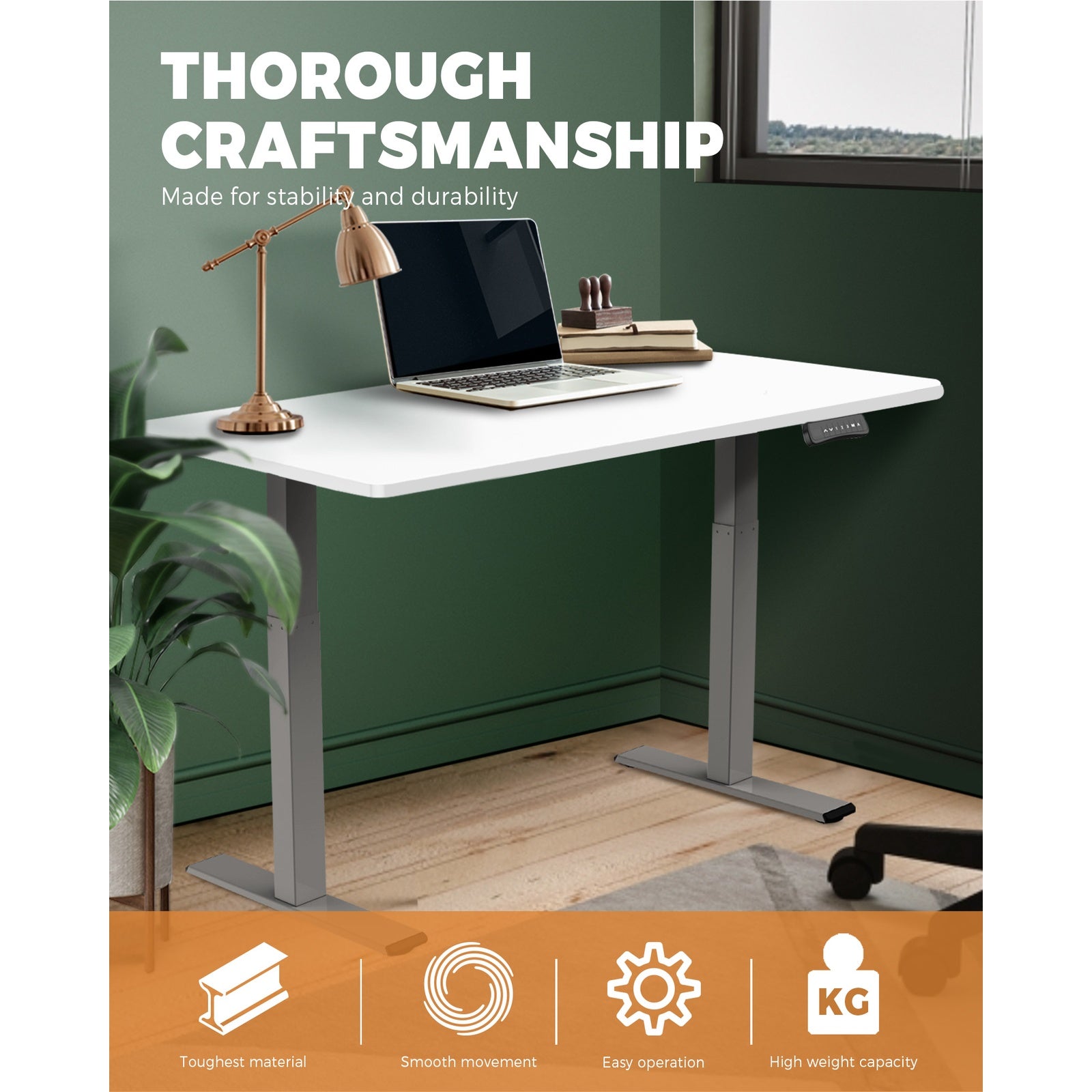 Oikiture Standing Desk Dual Motor Electric Stand Table Height Adjustable White - Sunyee