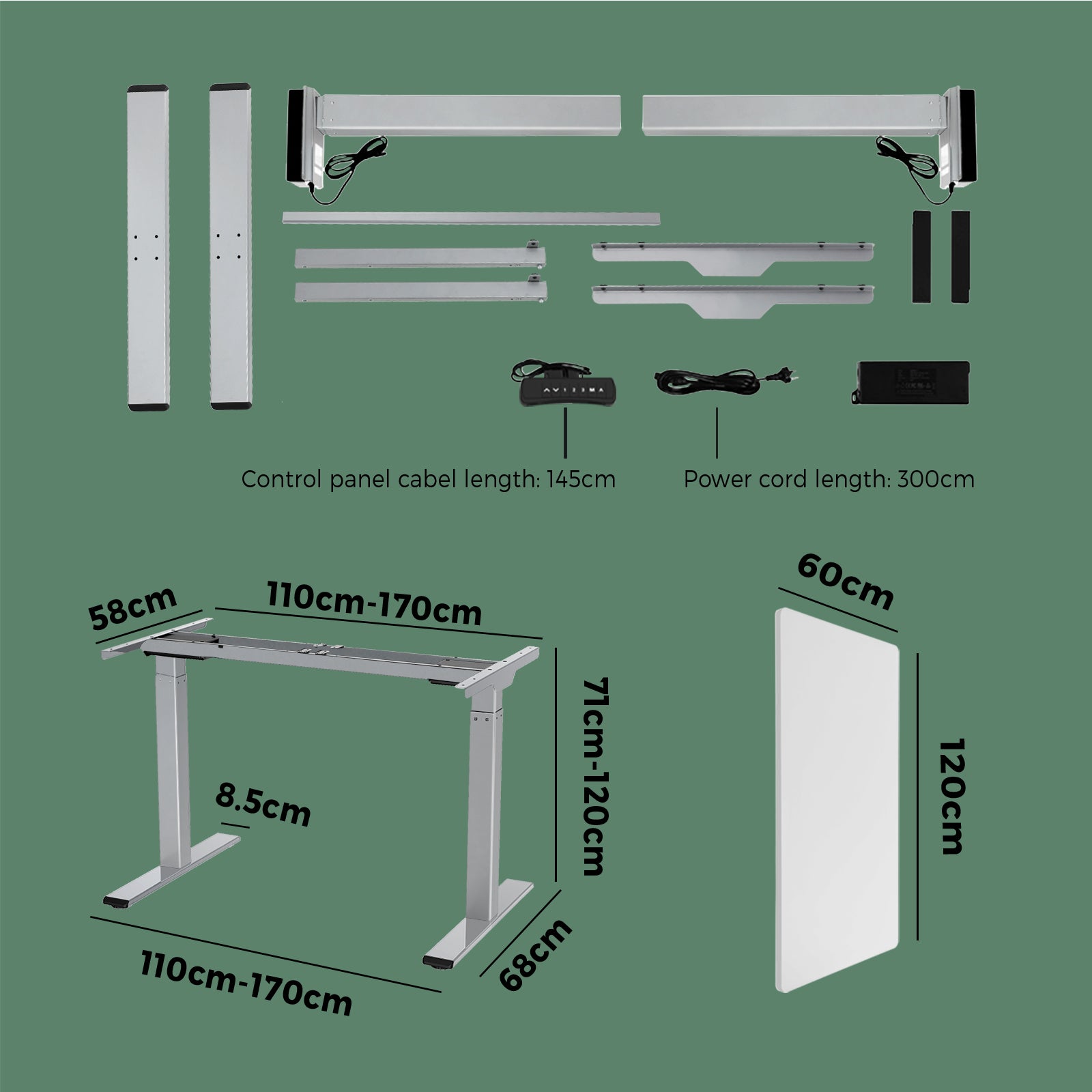 Oikiture Standing Desk Dual Motor Electric Stand Table Height Adjustable White - Sunyee