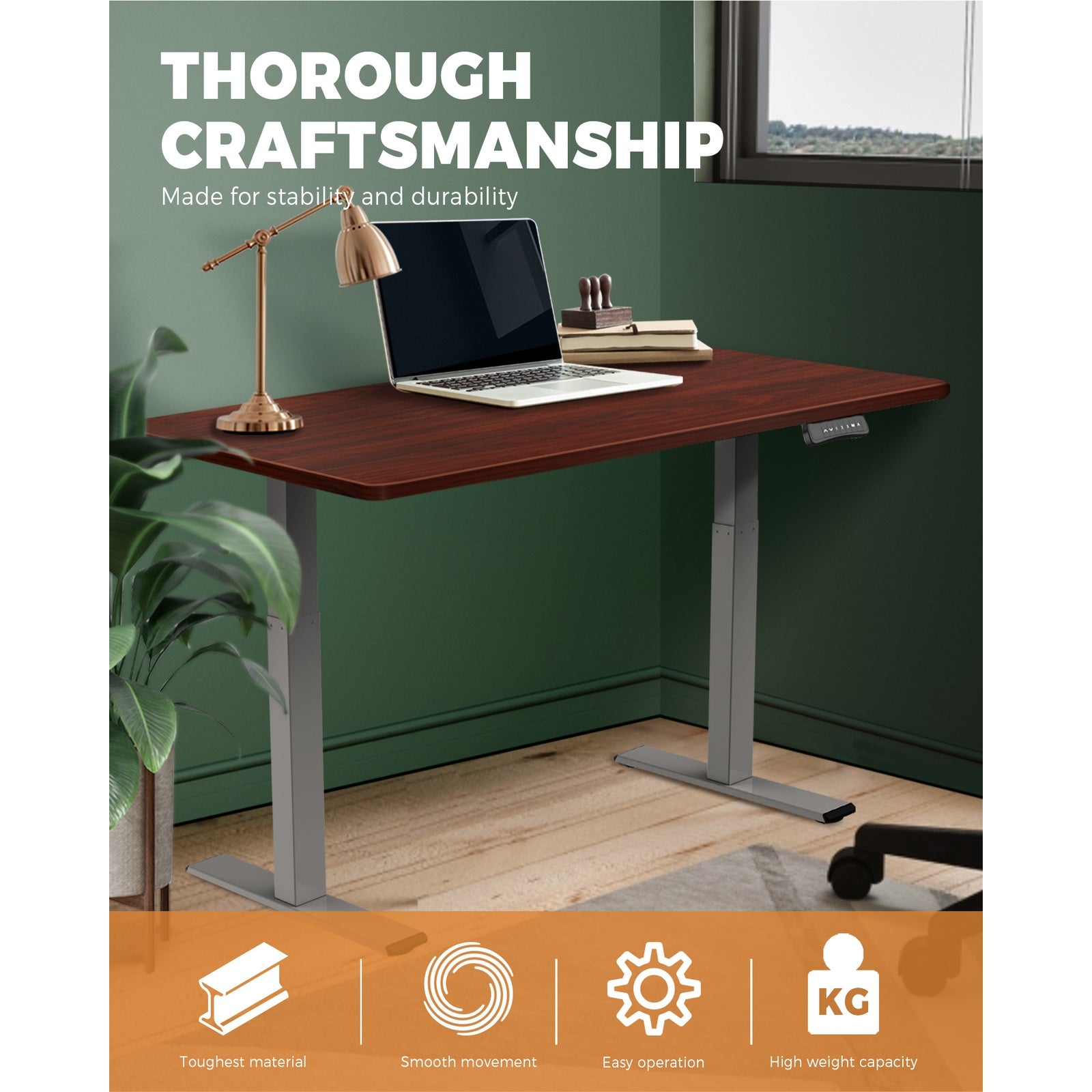 Oikiture Height Adjustable Standing Desk Electric Dual Motor Sit Stand Up Walnut - Sunyee