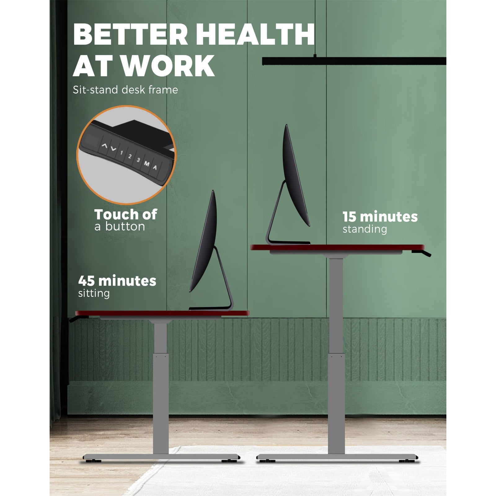 Oikiture Height Adjustable Standing Desk Electric Dual Motor Sit Stand Up Walnut - Sunyee