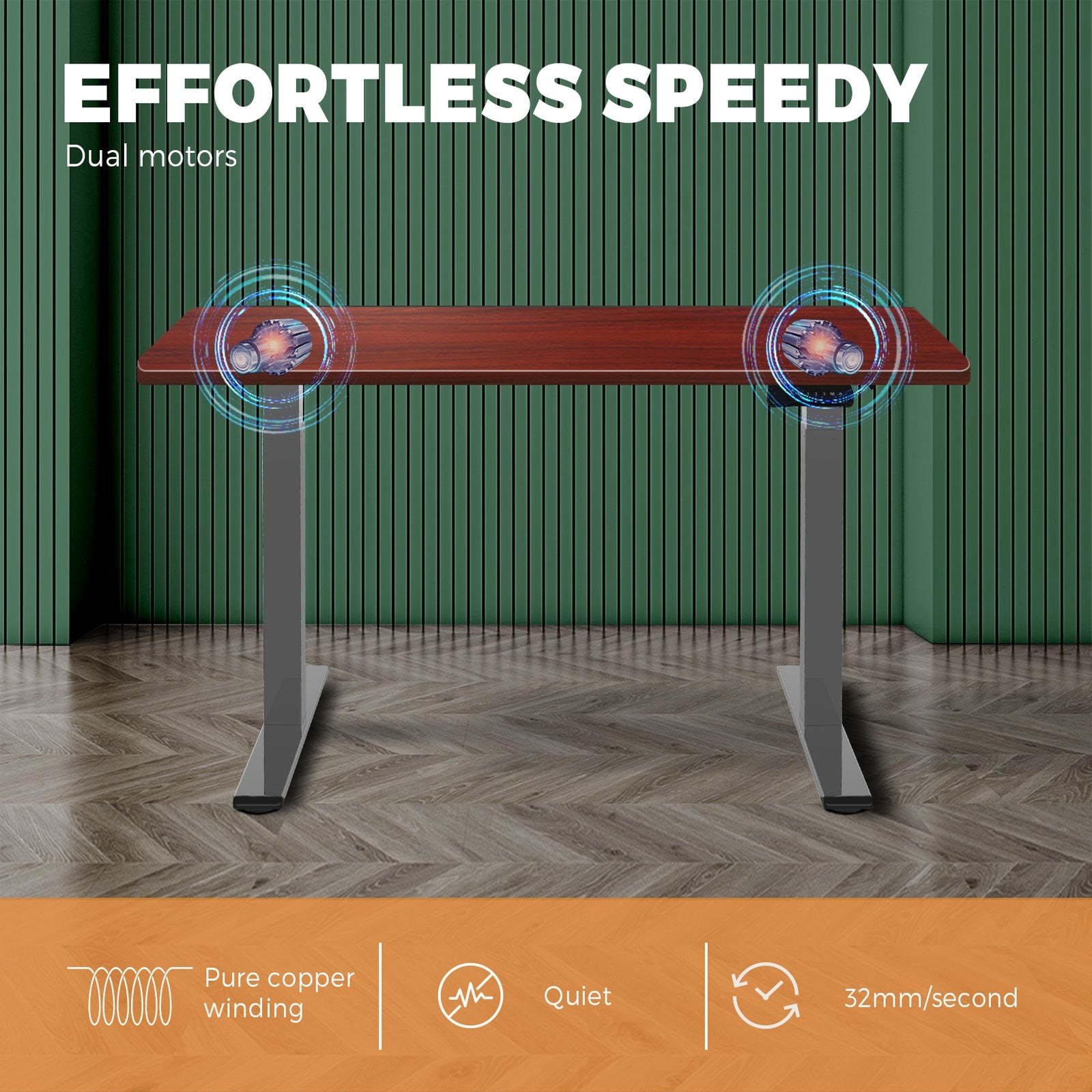 Oikiture Height Adjustable Standing Desk Electric Dual Motor Sit Stand Up Walnut - Sunyee