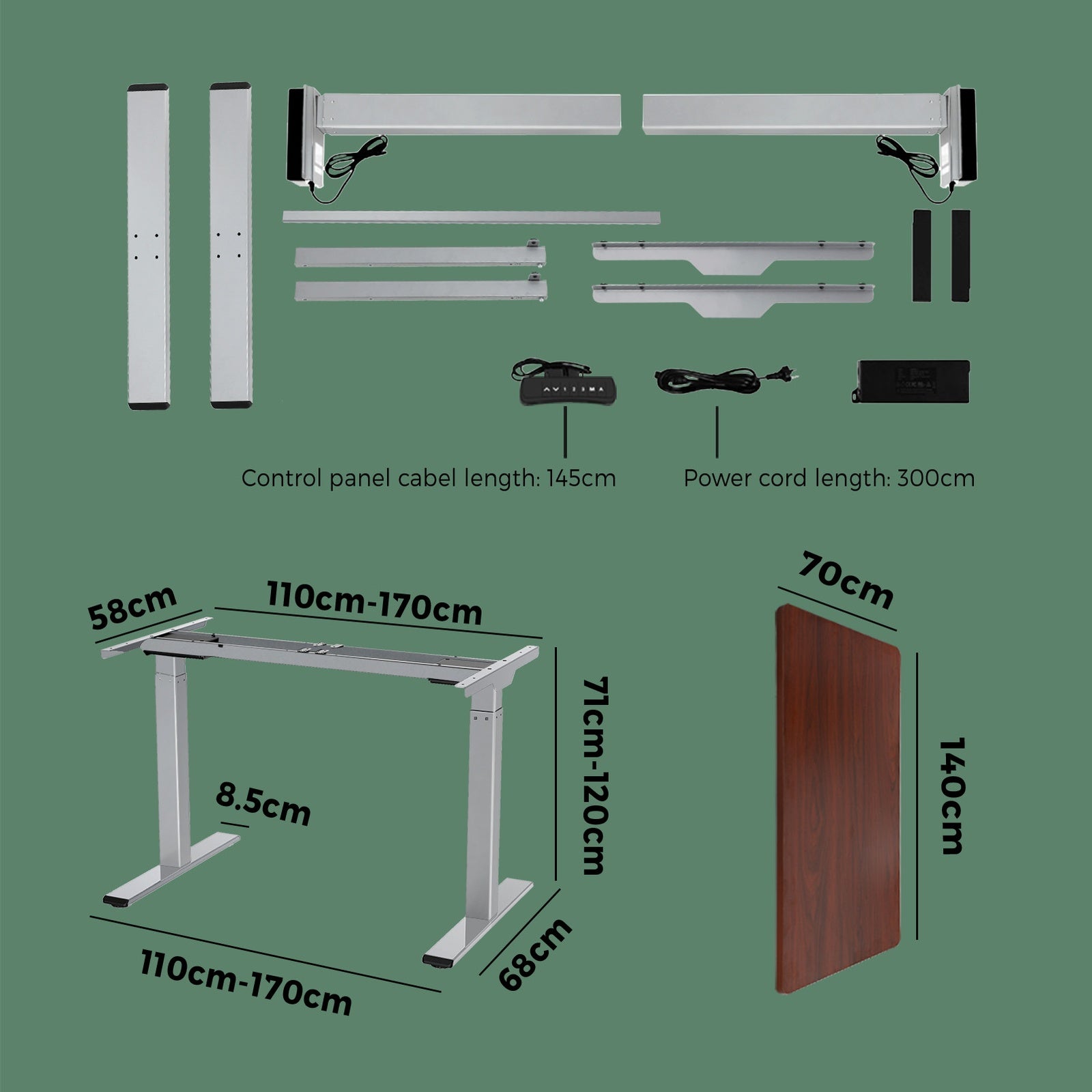 Oikiture Height Adjustable Standing Desk Electric Dual Motor Sit Stand Up Walnut - Sunyee