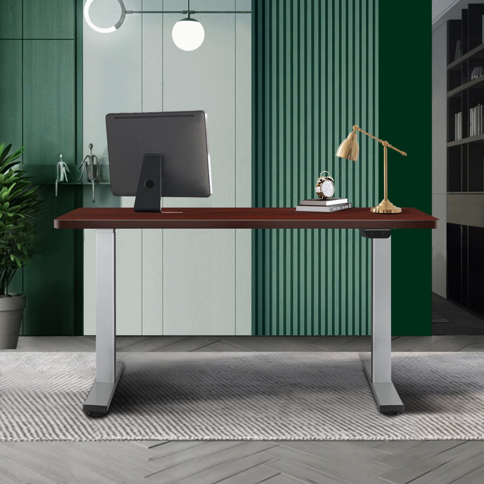 Oikiture Height Adjustable Standing Desk Electric Dual Motor Sit Stand Up Walnut - Sunyee