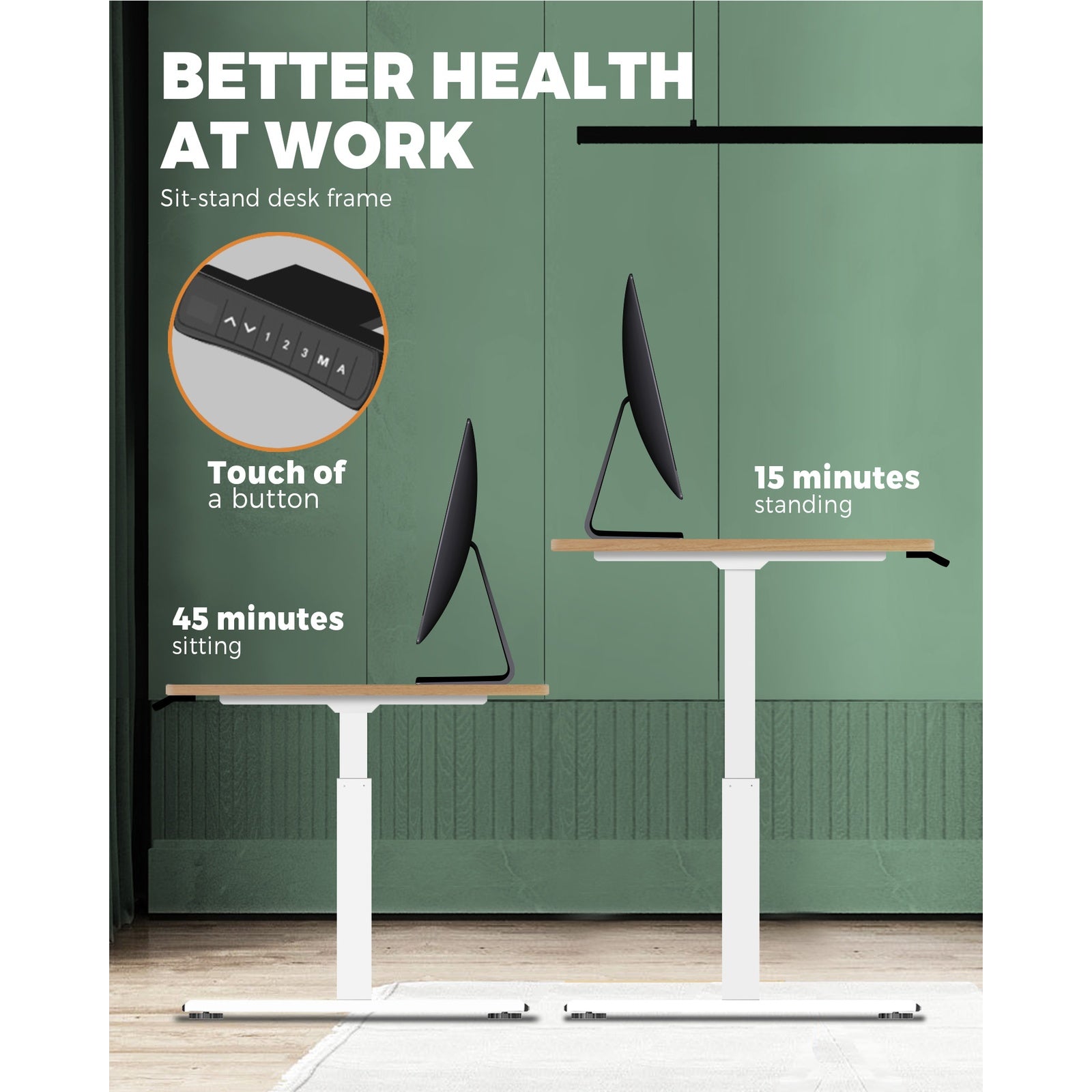 Oikiture Standing Desk Dual Motor Electric Stand Table Height Adjustable Oak - Sunyee