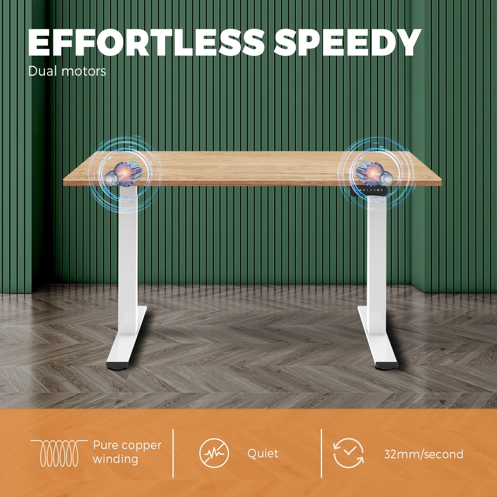 Oikiture Standing Desk Dual Motor Electric Stand Table Height Adjustable Oak - Sunyee